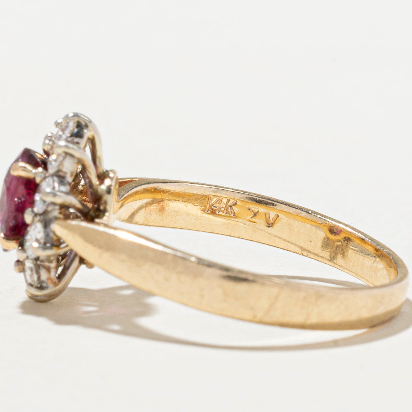 Oval Cut Ruby & Diamond Petal Ring | 0.62ct, 0.38ctw | SZ 6.25
