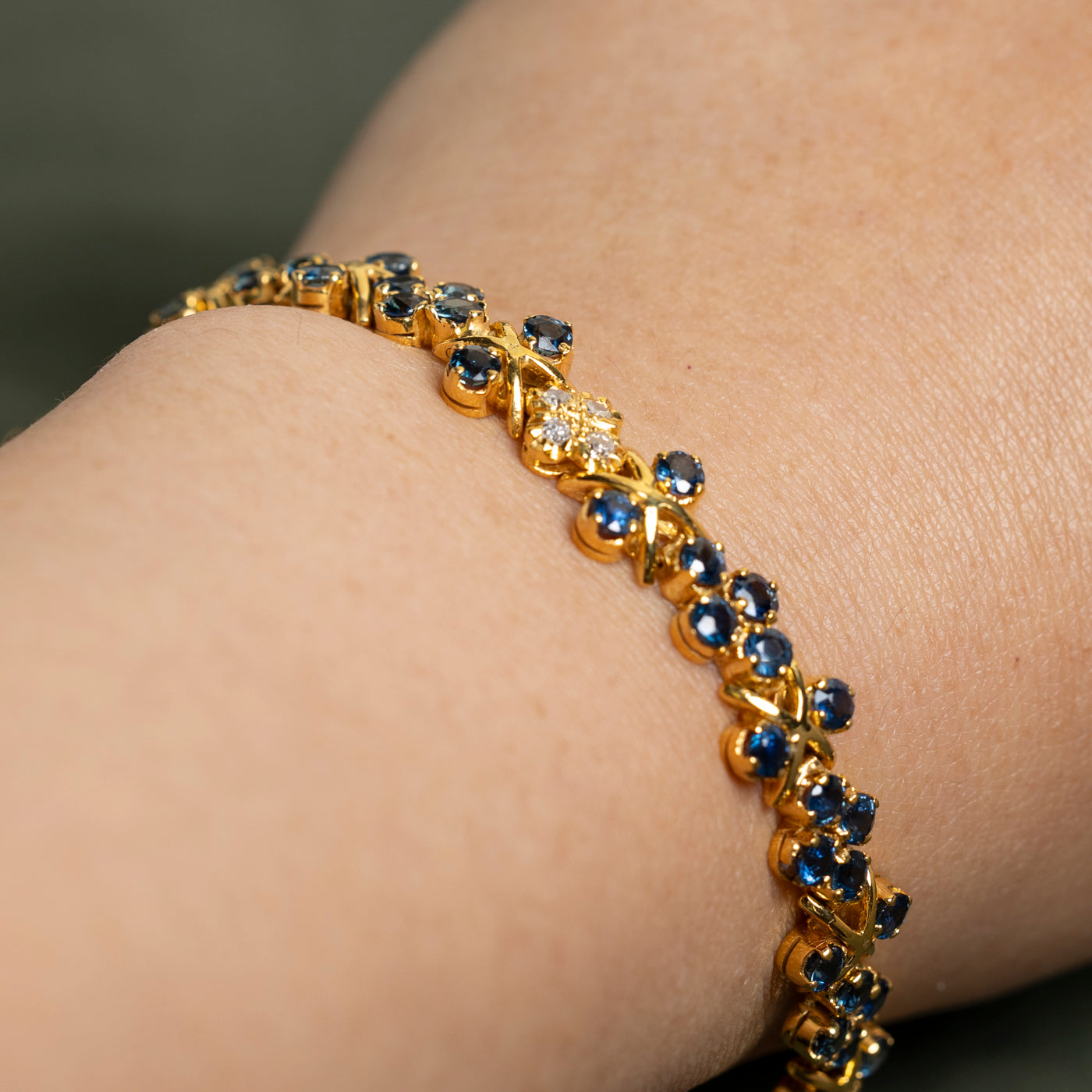 Sapphire & Diamond Cluster Gemstone Bracelet | 8.91ctw, 0.24ctw | 7.5"