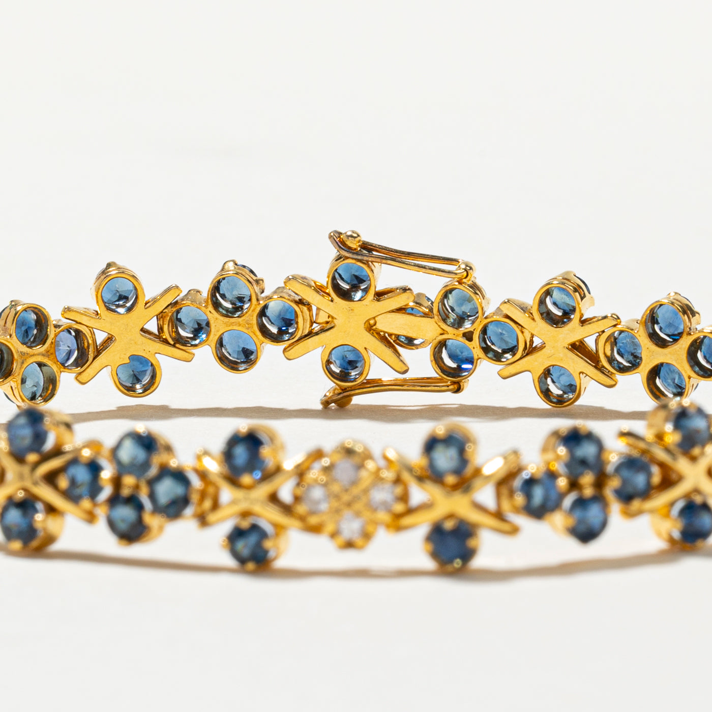 Sapphire & Diamond Cluster Gemstone Bracelet | 8.91ctw, 0.24ctw | 7.5"