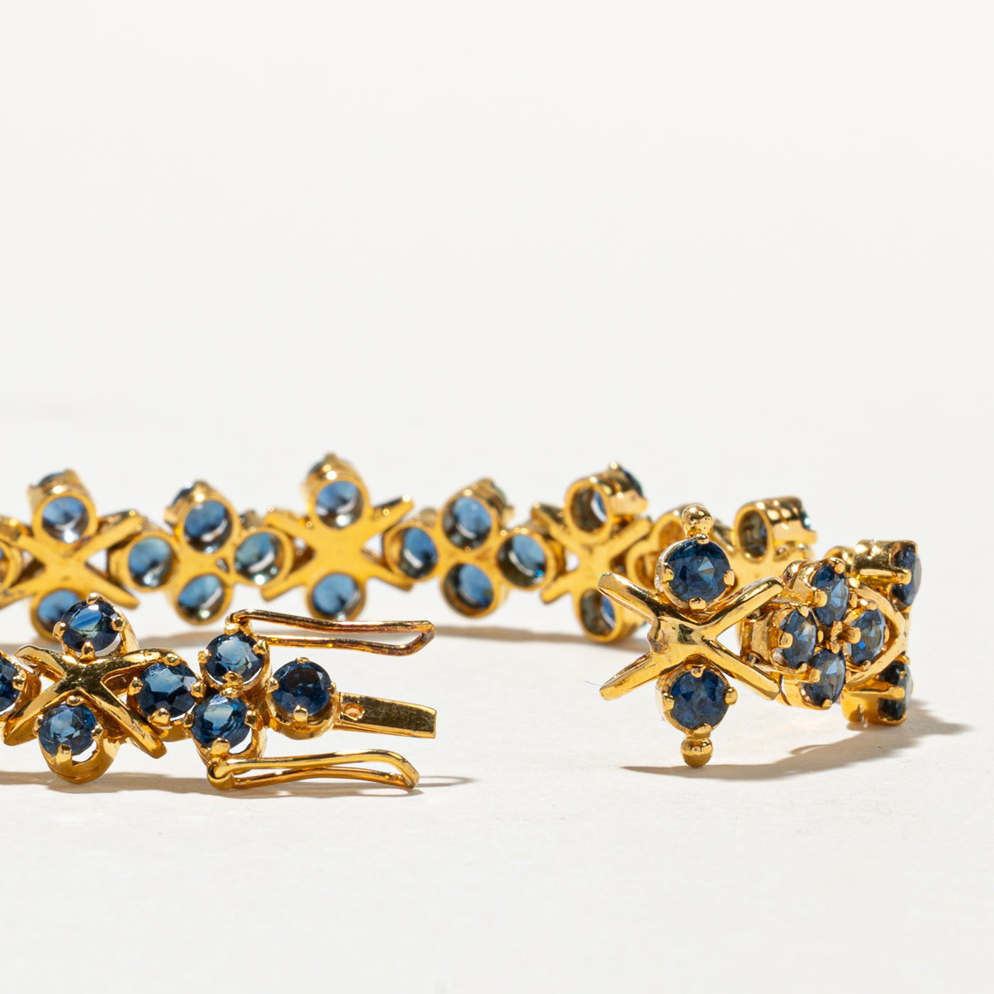 Sapphire & Diamond Cluster Gemstone Bracelet | 8.91ctw, 0.24ctw | 7.5"