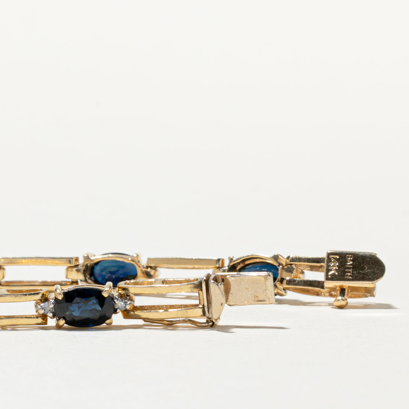 14K Sapphire & Diamond Gemstone Bracelet | 5.60ctw, 0.18ctw | 6.75"