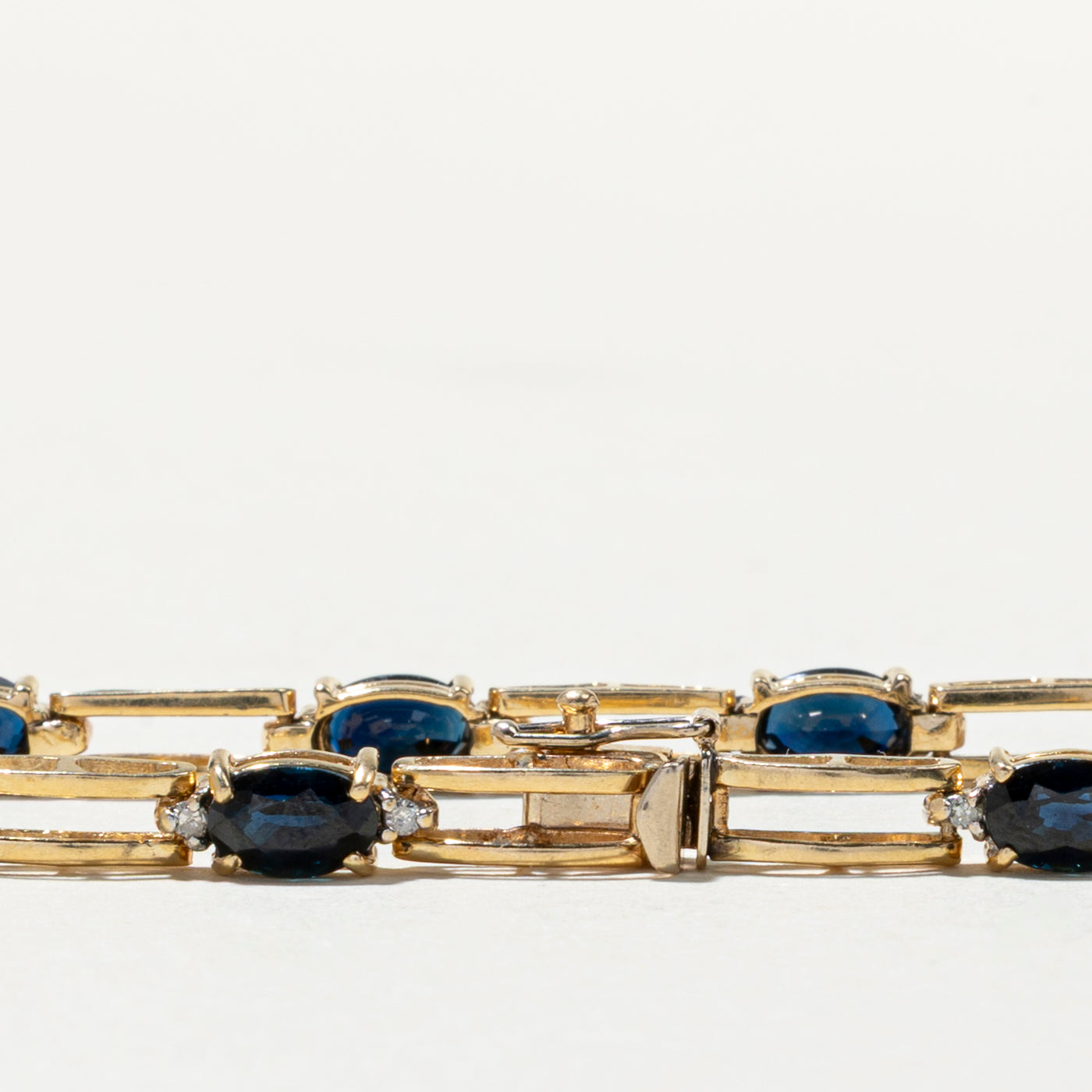 14K Sapphire & Diamond Gemstone Bracelet | 5.60ctw, 0.18ctw | 6.75"