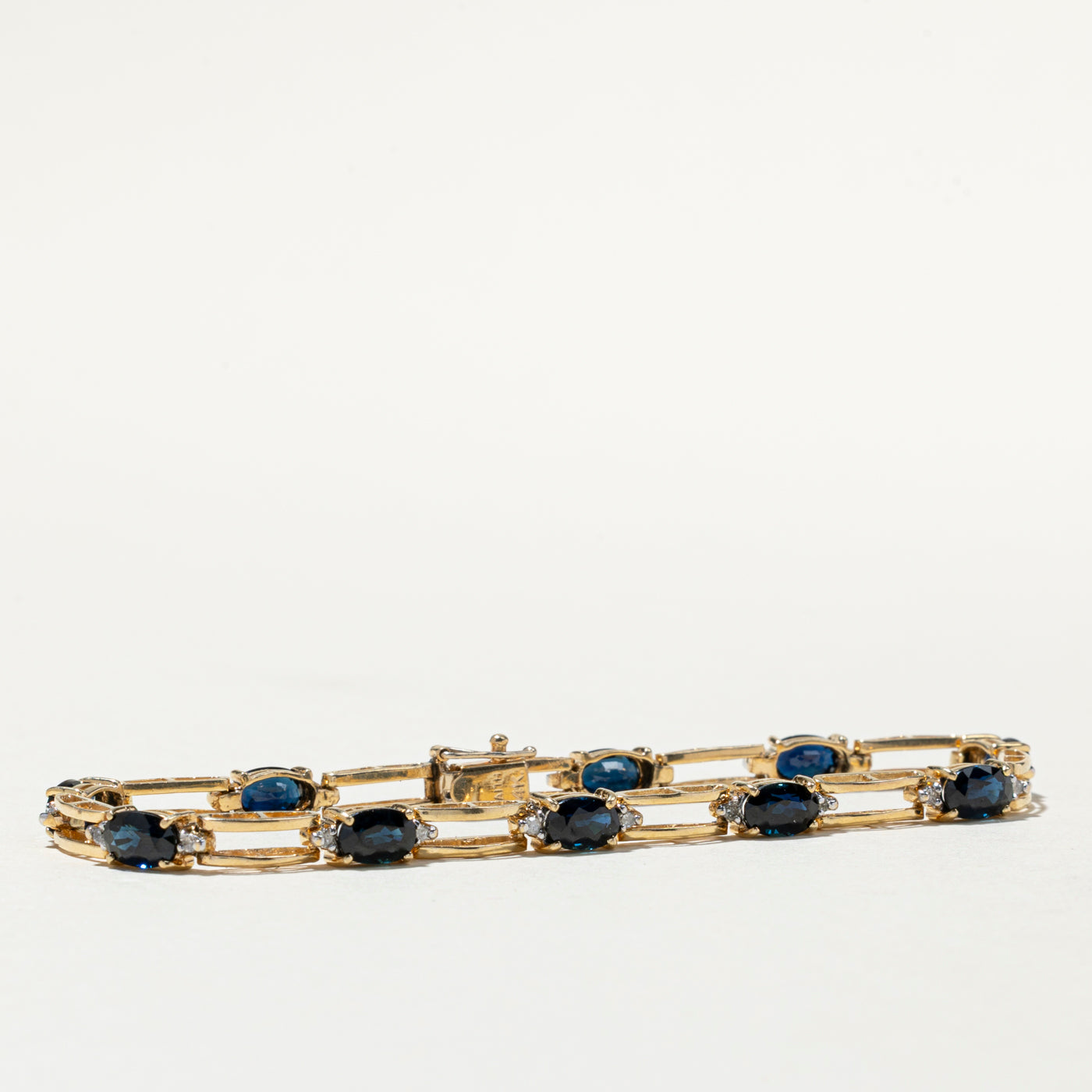 14K Sapphire & Diamond Gemstone Bracelet | 5.60ctw, 0.18ctw | 6.75"