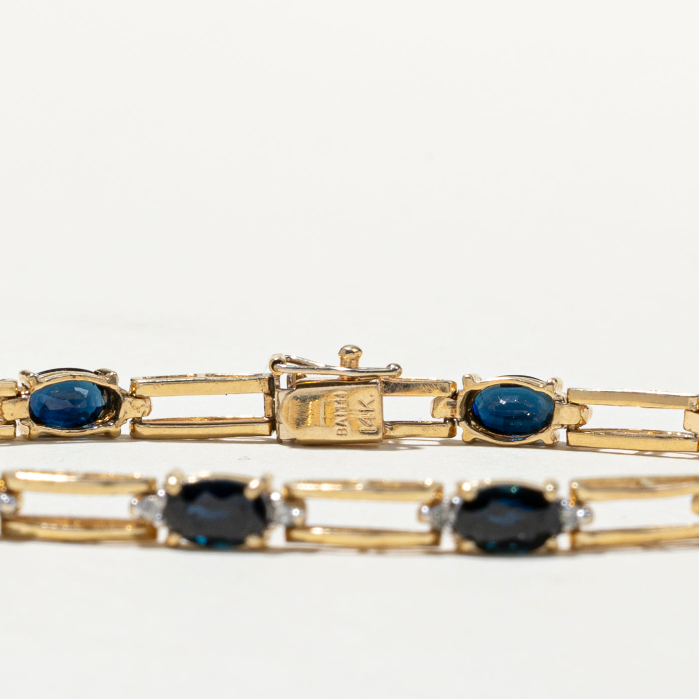 14K Sapphire & Diamond Gemstone Bracelet | 5.60ctw, 0.18ctw | 6.75"