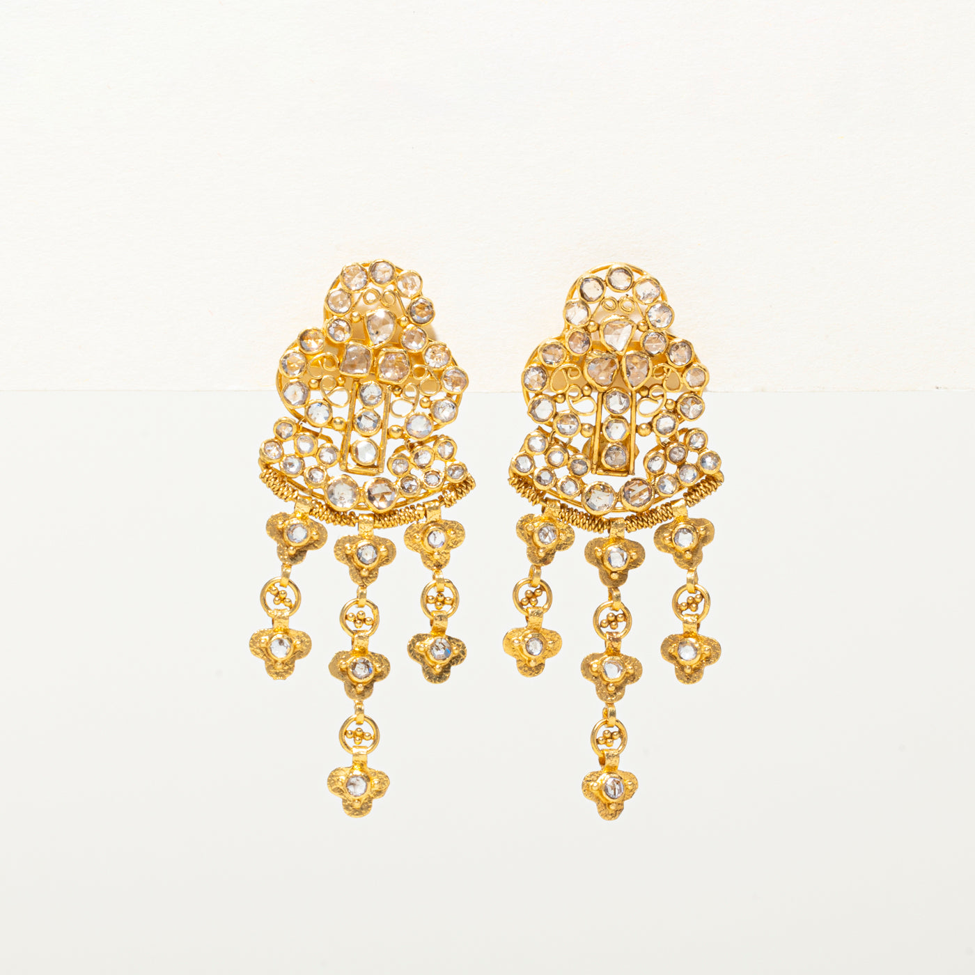 Rose Cut Diamond Chandelier Earrings | 2.36ctw