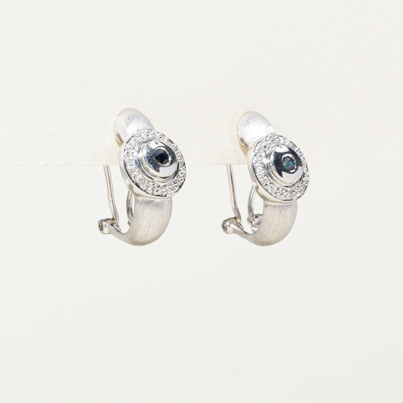 Diamond & Sapphire Huggie Earrings | 0.12ctw | 0.11ctw
