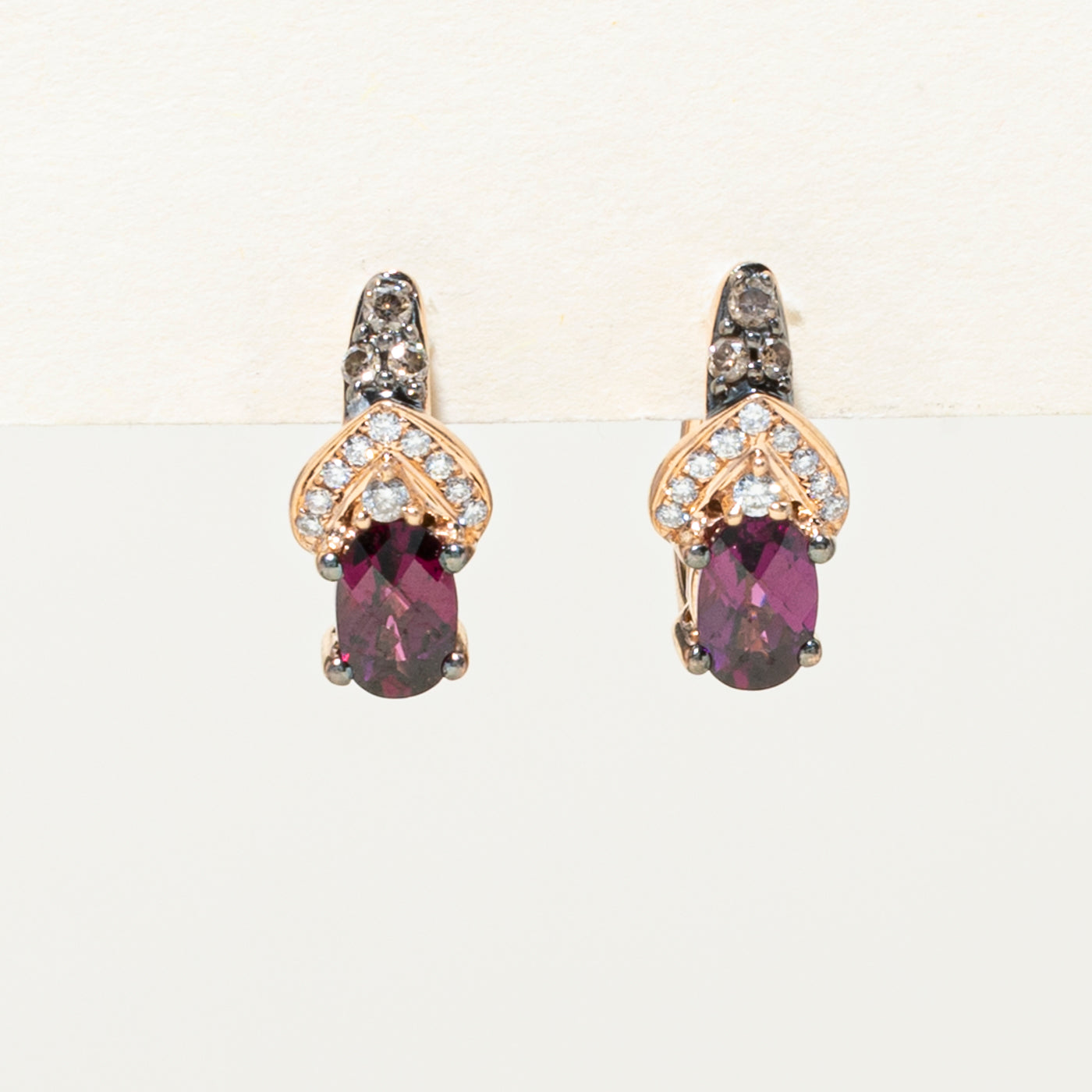 Diamond & Garnet Huggie Earrings | 0.23ctw | 1.05ctw
