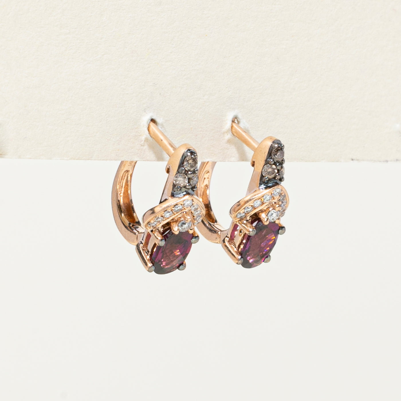 Diamond & Garnet Huggie Earrings | 0.23ctw | 1.05ctw