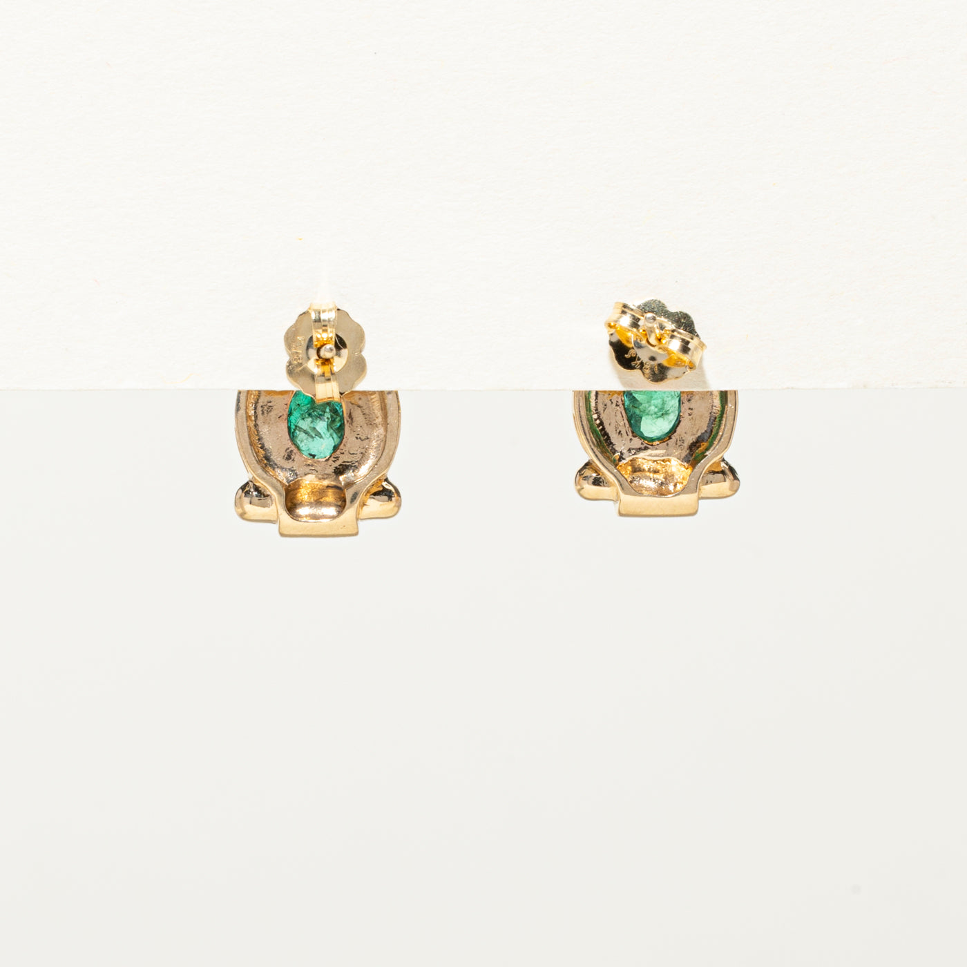 Bezel Set Emerald Stud Earrings | 0.98ctw