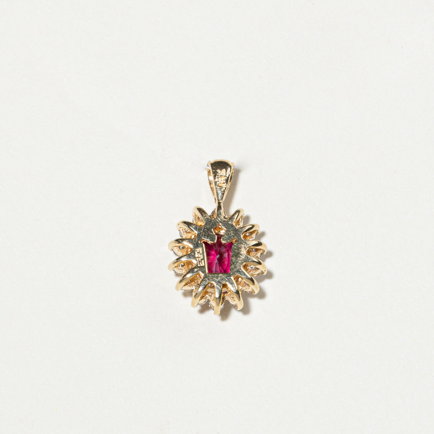 Glass Filled Ruby & Diamond Petal Pendant | 1.49ct, 0.36ctw