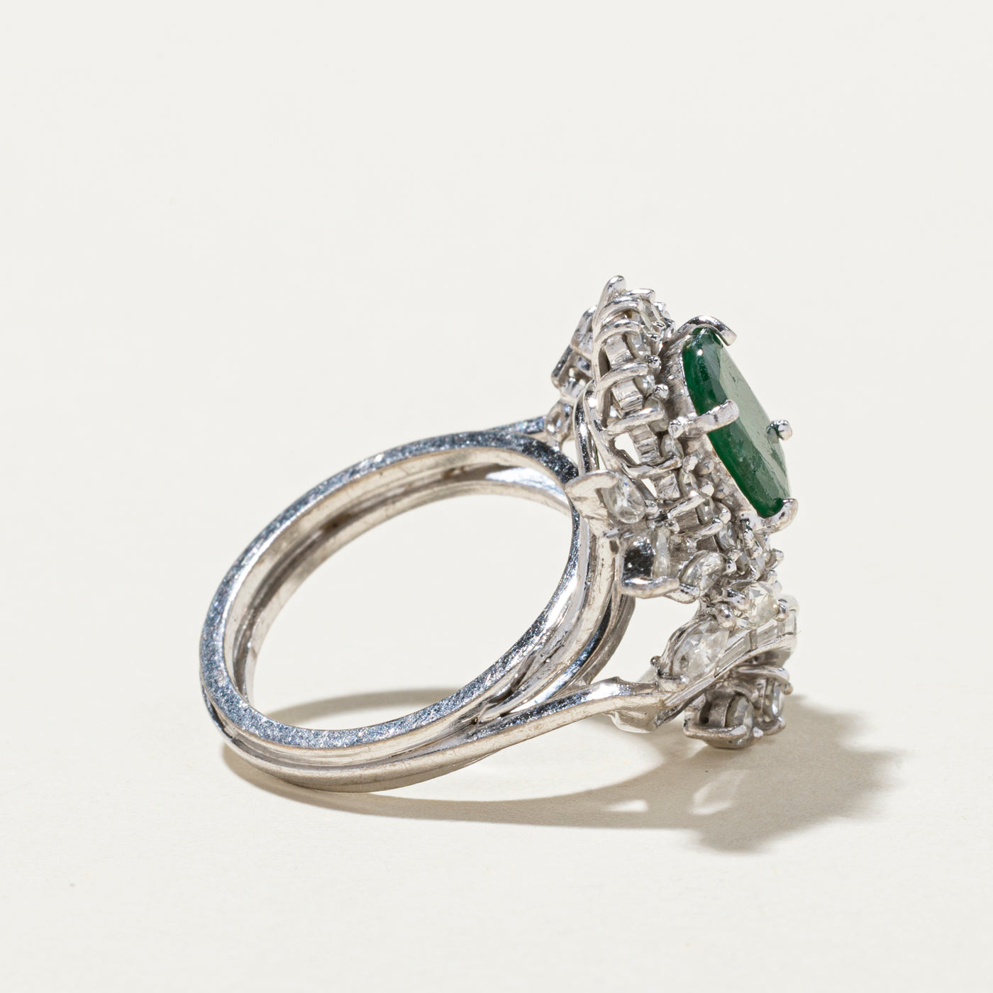 Emerald & Diamond Petal Cocktail Ring | 1.14ct, 1.65ctw | SZ 7