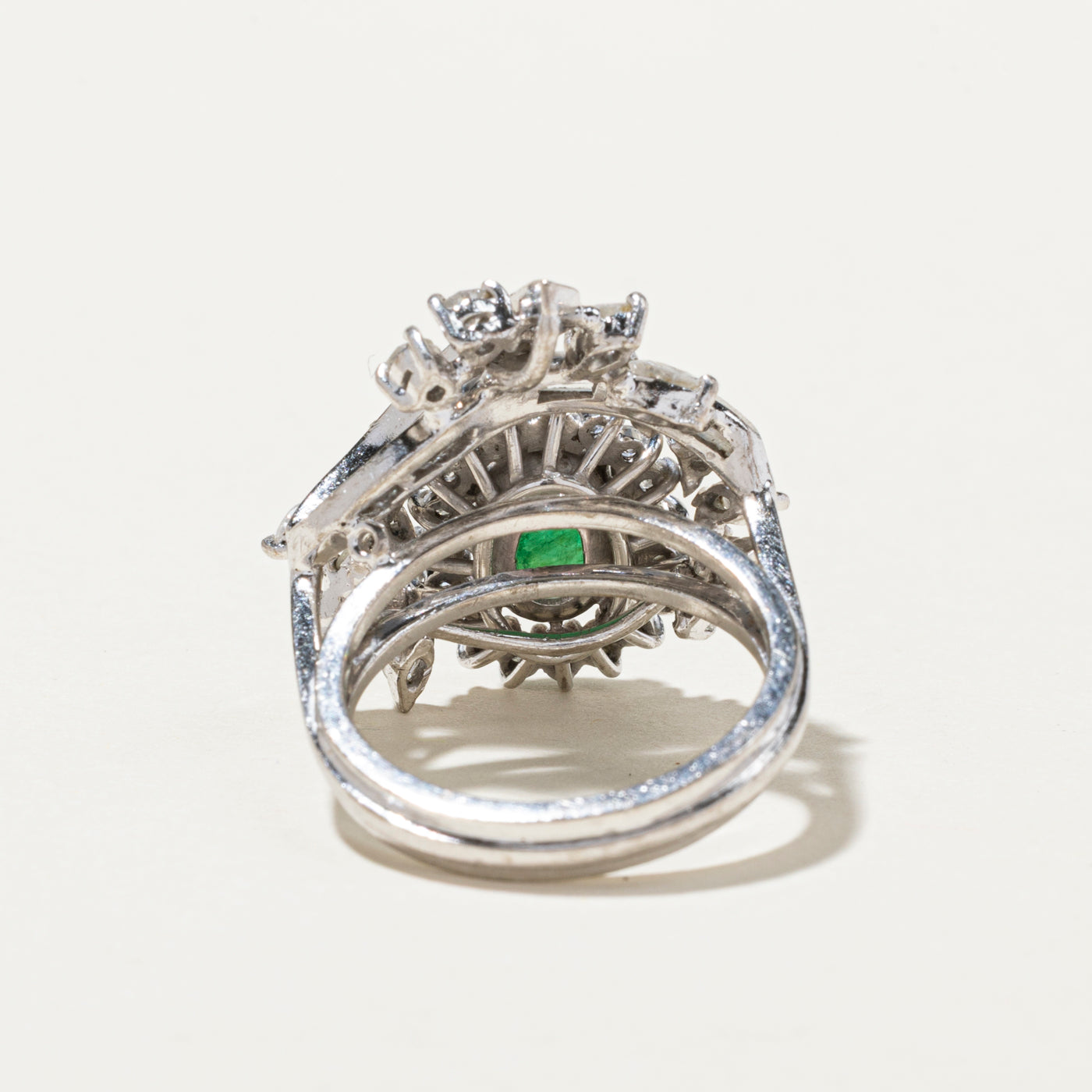 Emerald & Diamond Petal Cocktail Ring | 1.14ct, 1.65ctw | SZ 7