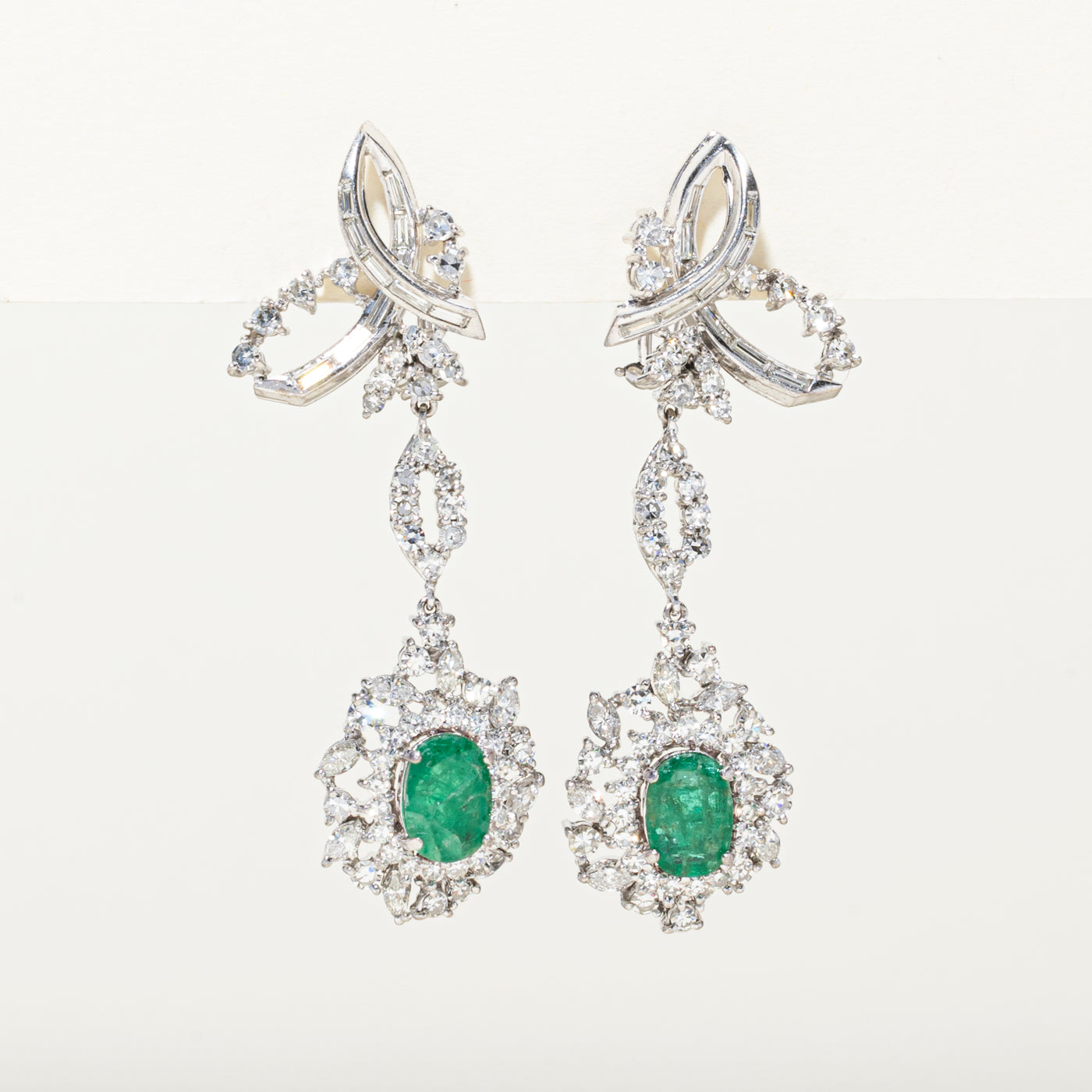 Emerald & Diamond Drop Earrings | 2.18ctw, 4.01ctw
