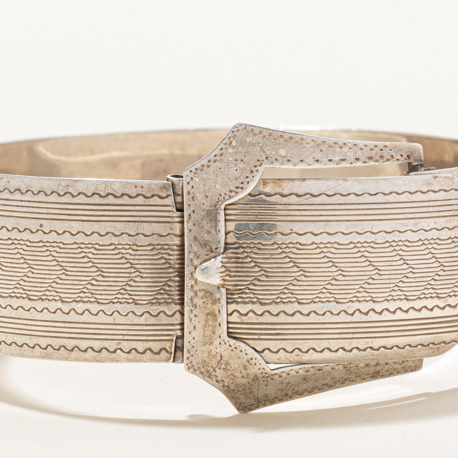 'Birks' Sterling Silver Silver Buckle Cuff Bracelet | 7"