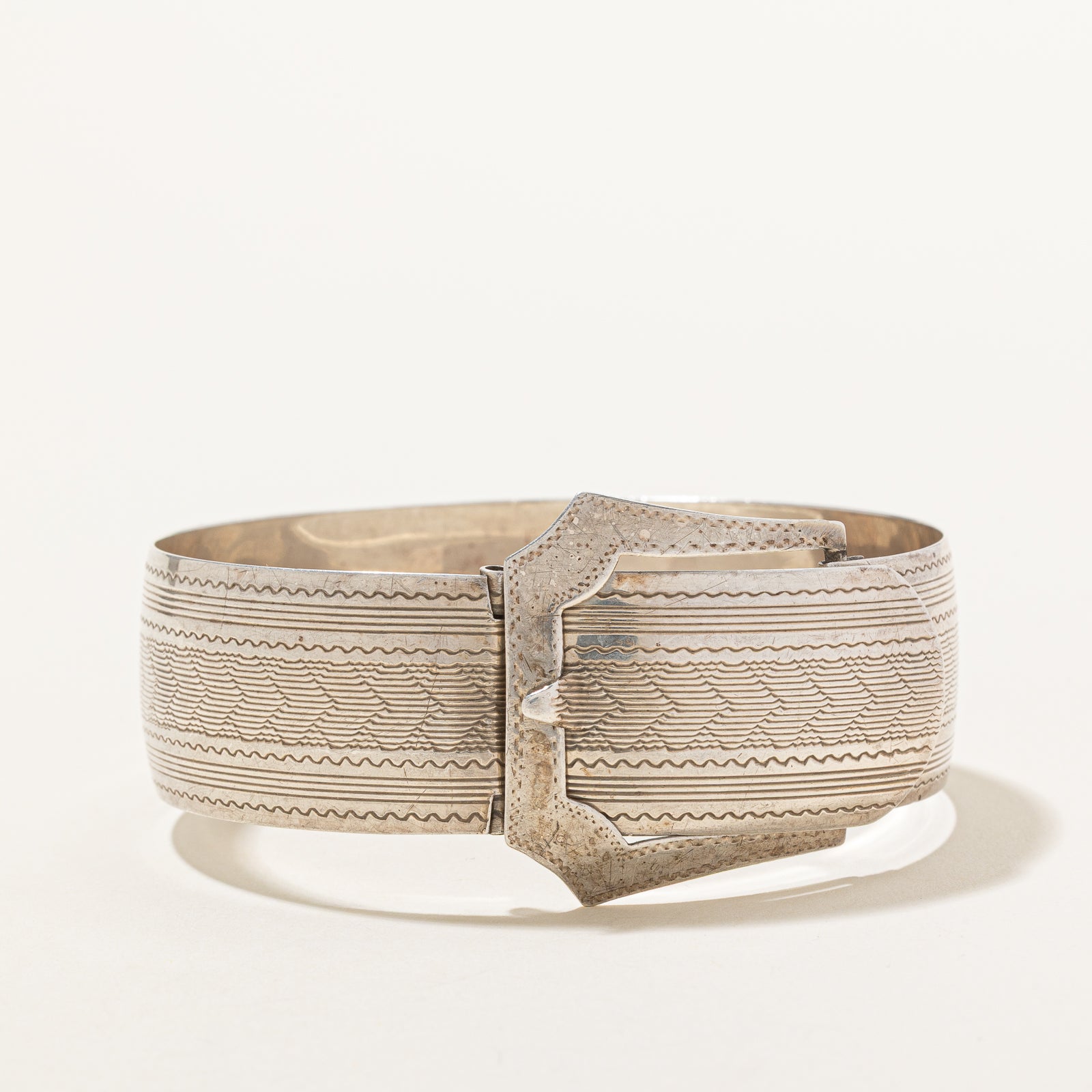 'Birks' Sterling Silver Silver Buckle Cuff Bracelet | 7"