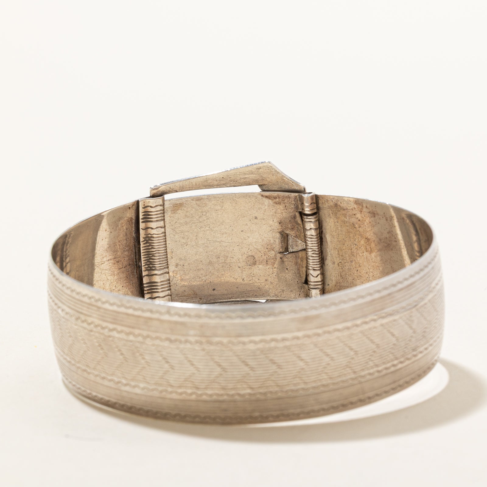 'Birks' Sterling Silver Silver Buckle Cuff Bracelet | 7"