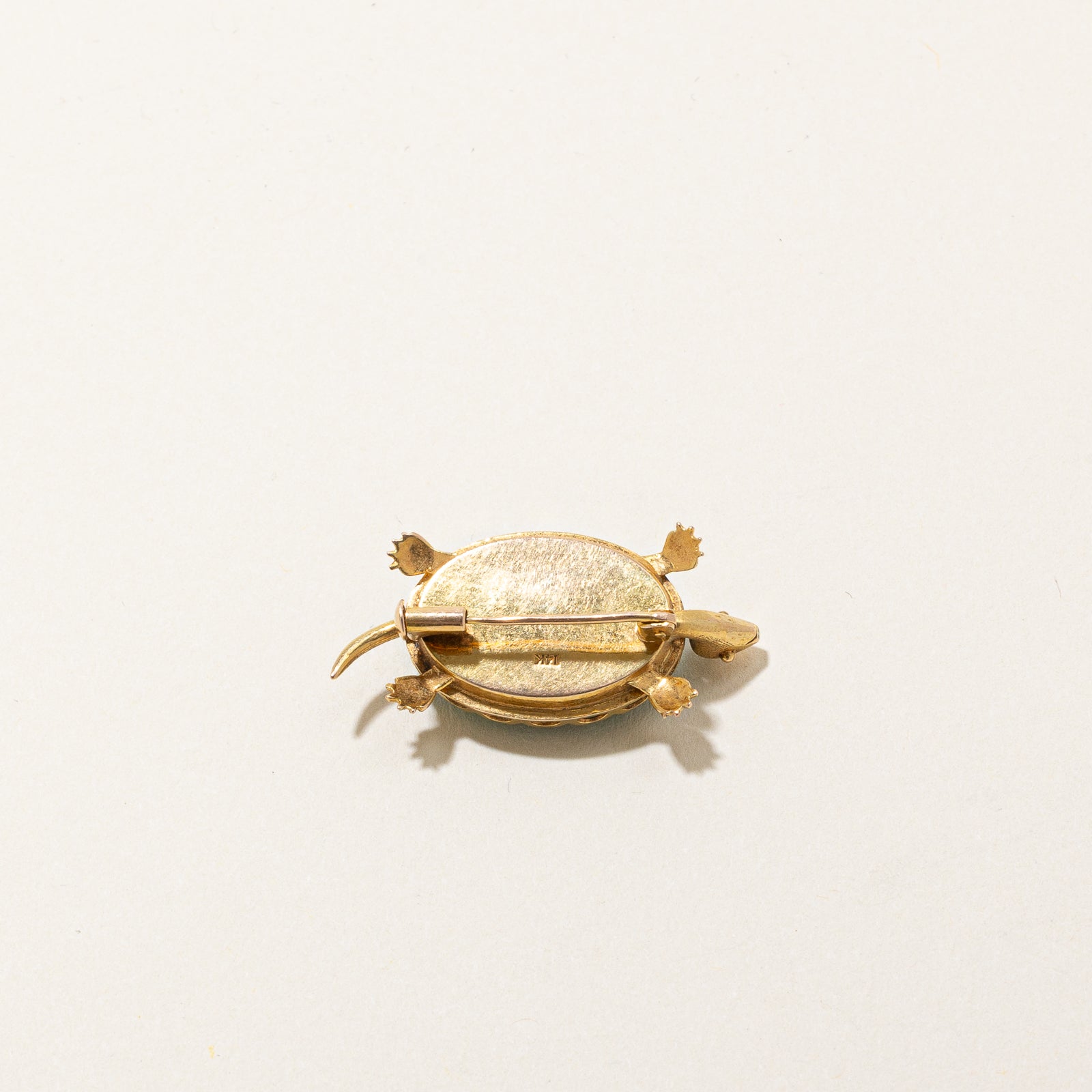 14K Malachite Turtle Brooch | 15.00ct
