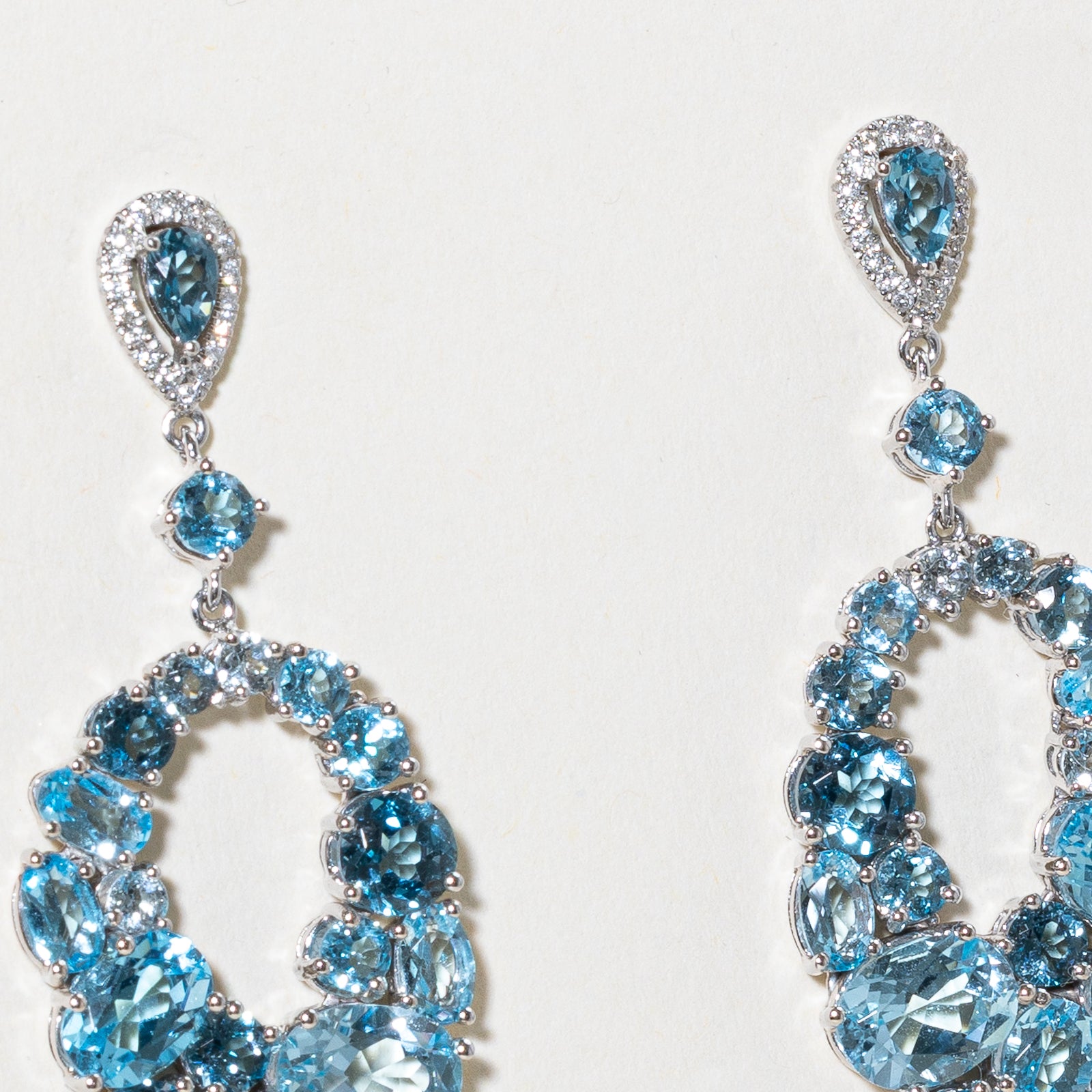 Blue Topaz & Diamond Dangle Earrings | 15.00ctw | 0.18ctw