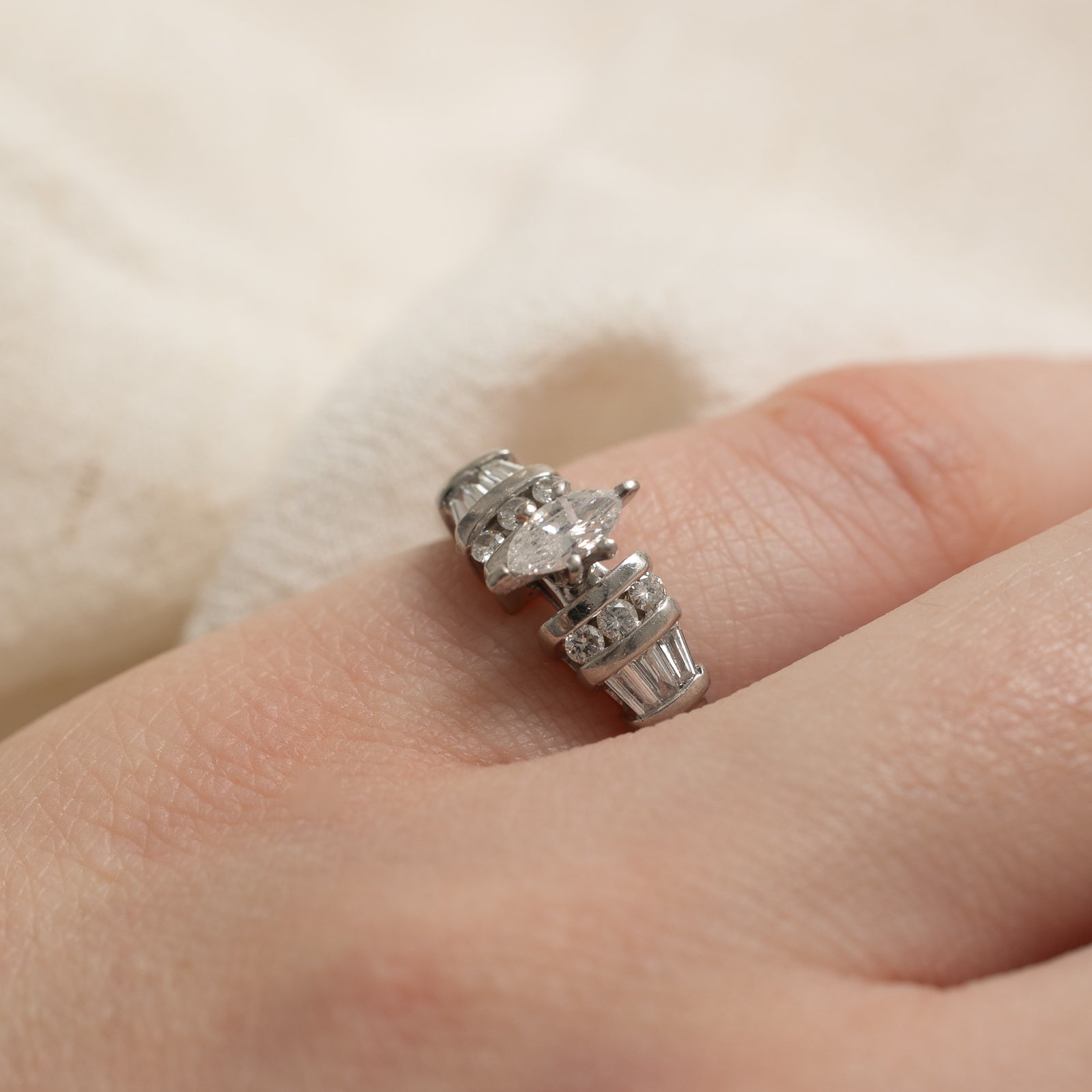 Marquise Cut High Set Diamond Ring | 0.59ctw | SZ 3.75