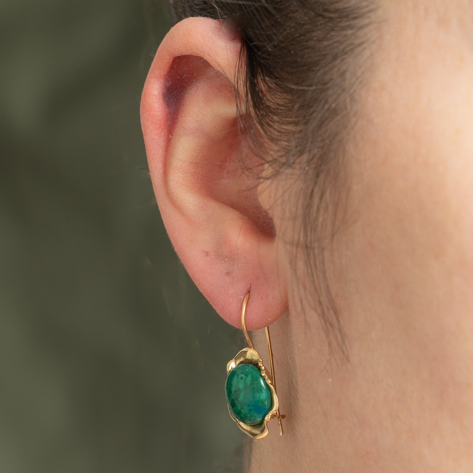 14K Chrysocolla Drop Earrings | 5.00ctw