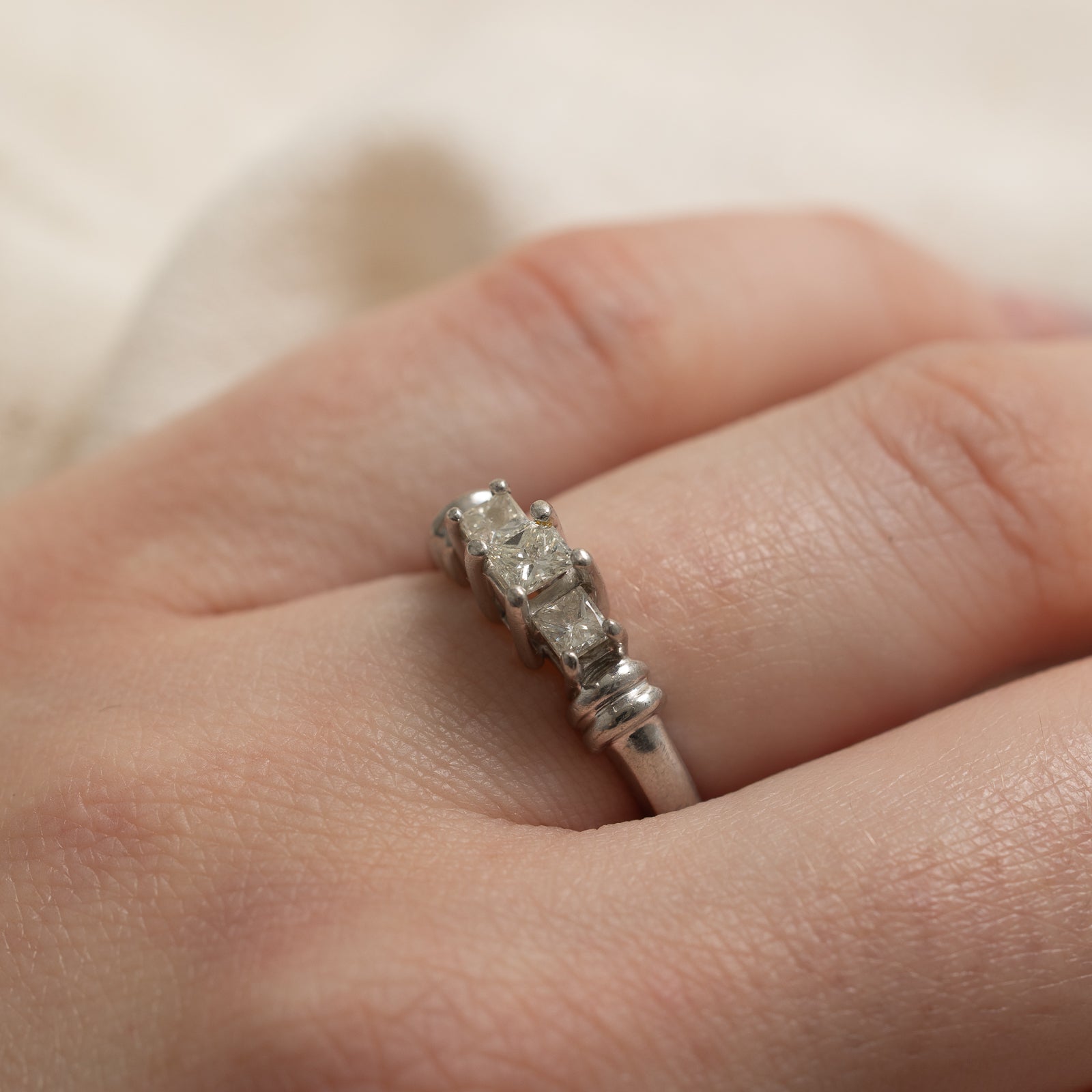 Three Stone Princess Cut Diamond Ring | 0.42ctw | SZ 4.75