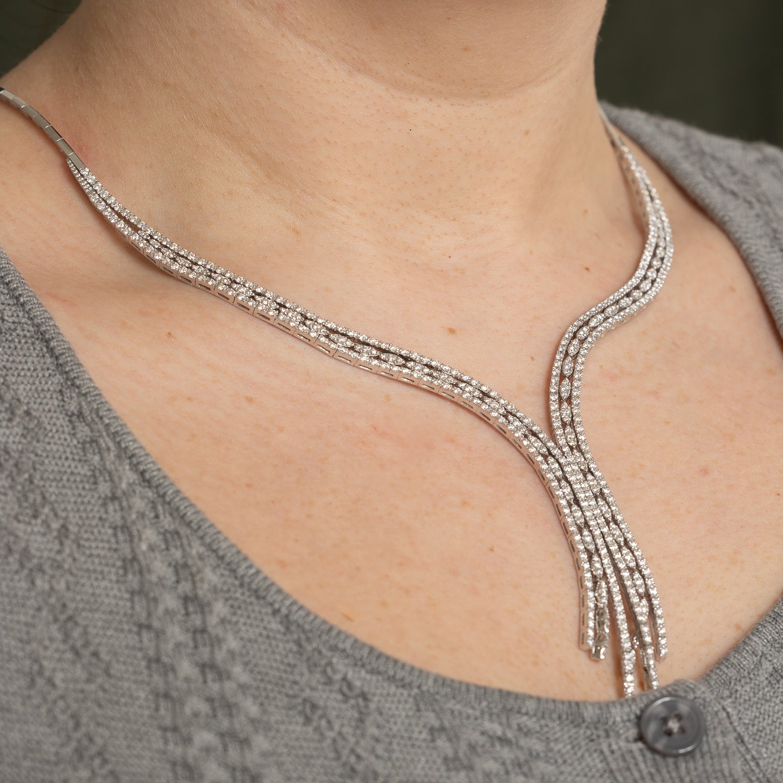 18K Diamond Diamond Encrusted Drop Necklace | 5.93ctw | 17"