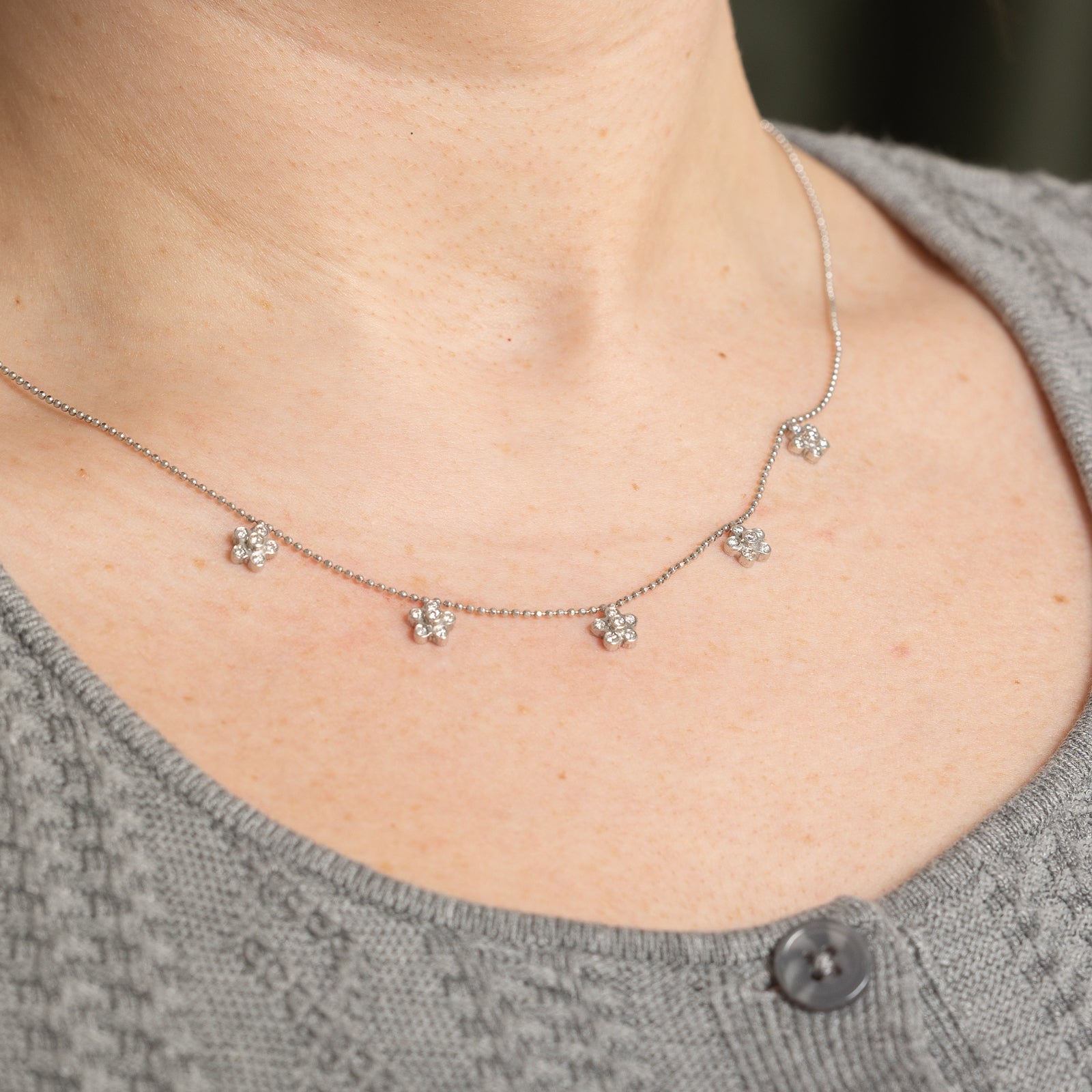 Diamond Flower Necklace | 0.35ctw | 17"