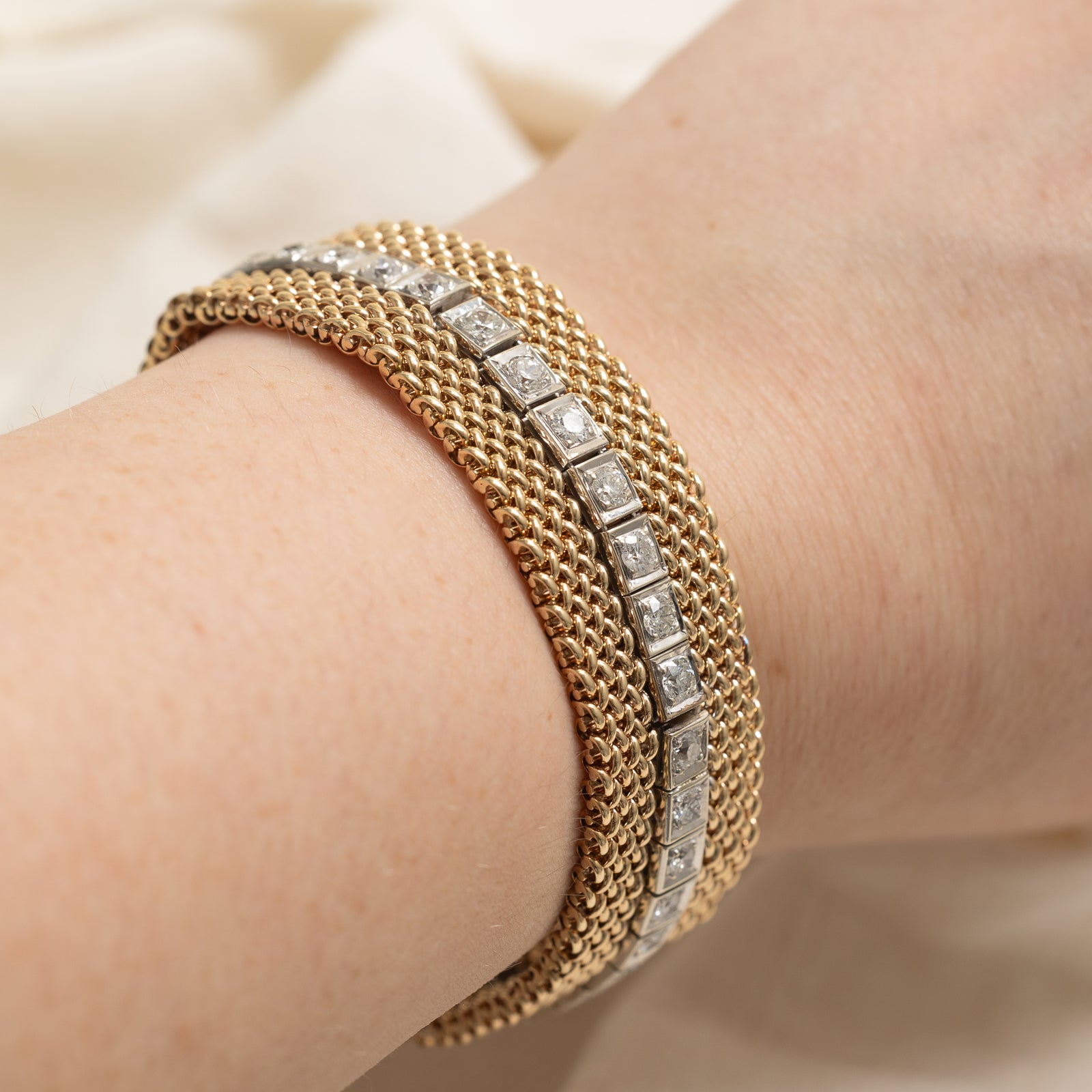 14K Diamond Watch Strap Style Bracelet | 4.50ctw | 7"