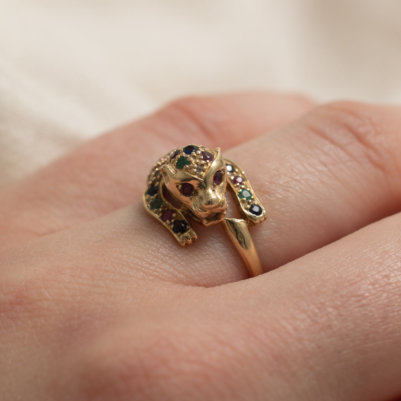 Multi Gemstone Panther Ring | 0.03ctw, | 0.50ctw | SZ 5.75