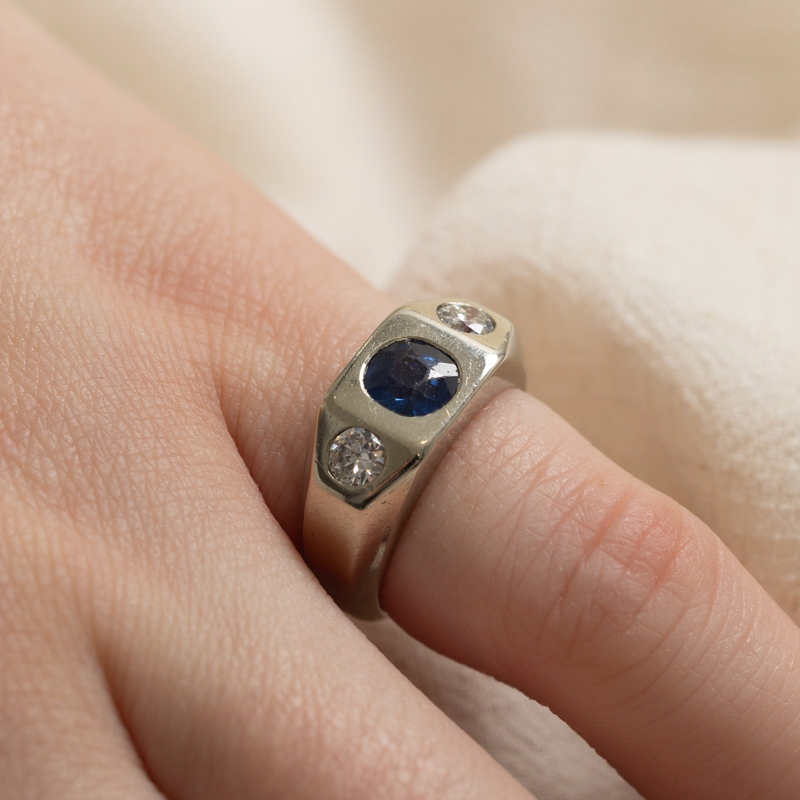 Flush Set Sapphire & Diamond Ring | 0.90ct | 0.40ctw | SZ 4.25
