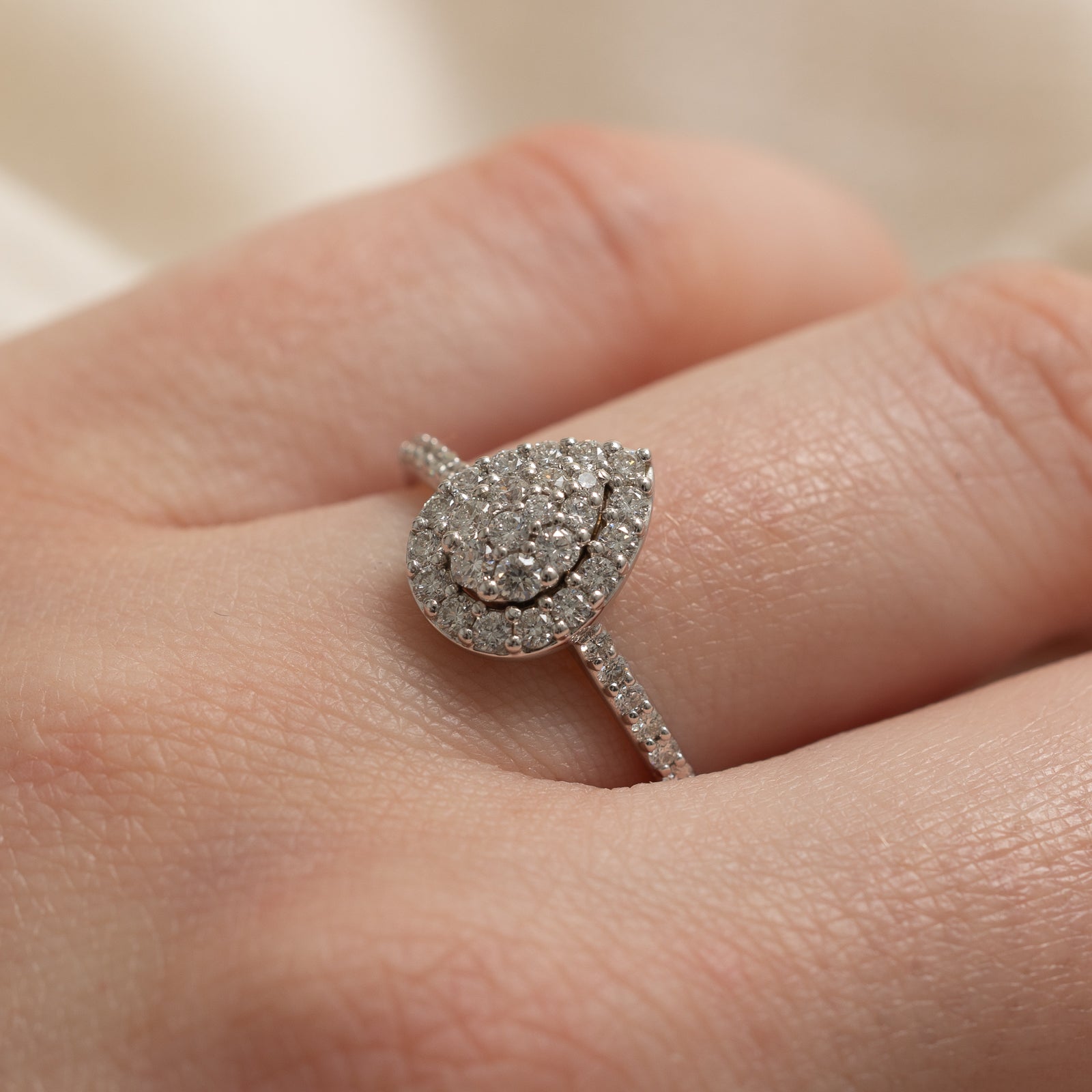 'Birks' Pear Shaped Cluster Diamond Ring | 0.60ctw | SZ 7.75