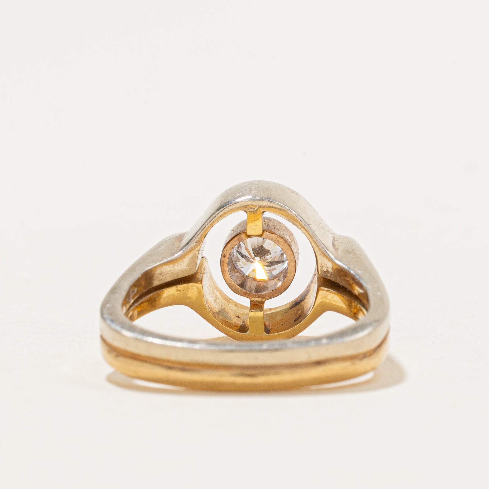 Two Tone Gold Bezel Set Diamond Open Ring | 0.50ct | SZ 6.5