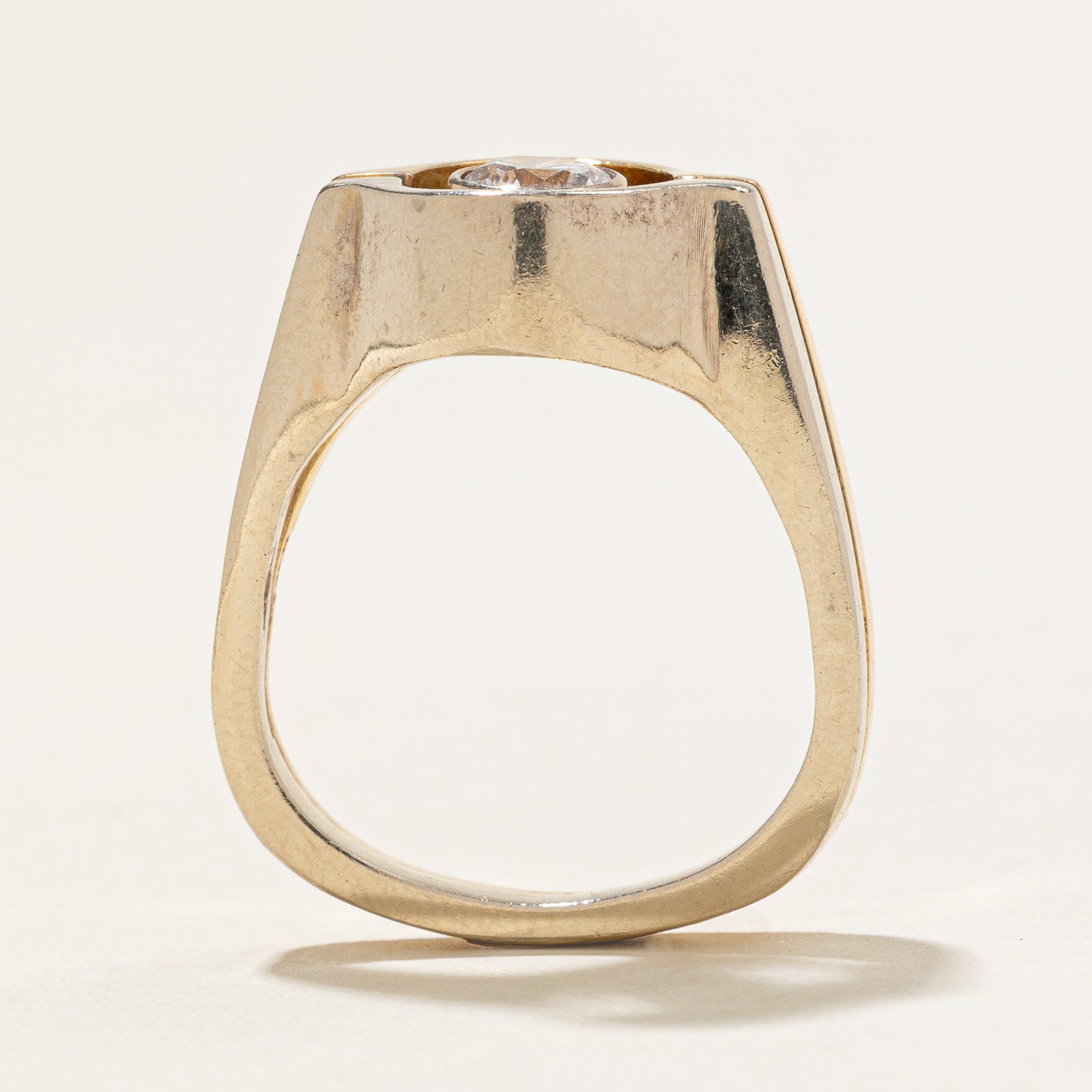 Two Tone Gold Bezel Set Diamond Open Ring | 0.50ct | SZ 6.5