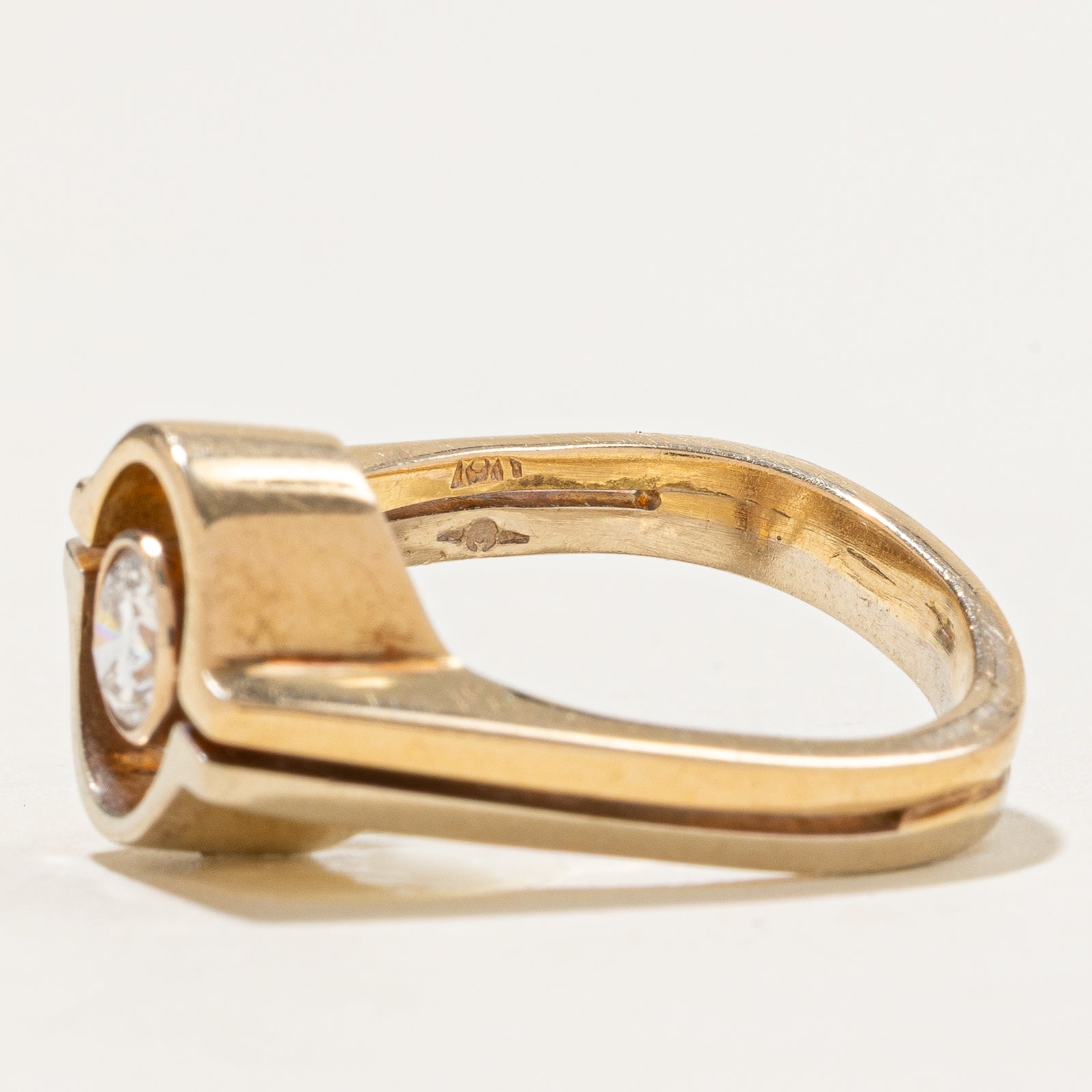 Two Tone Gold Bezel Set Diamond Open Ring | 0.50ct | SZ 6.5