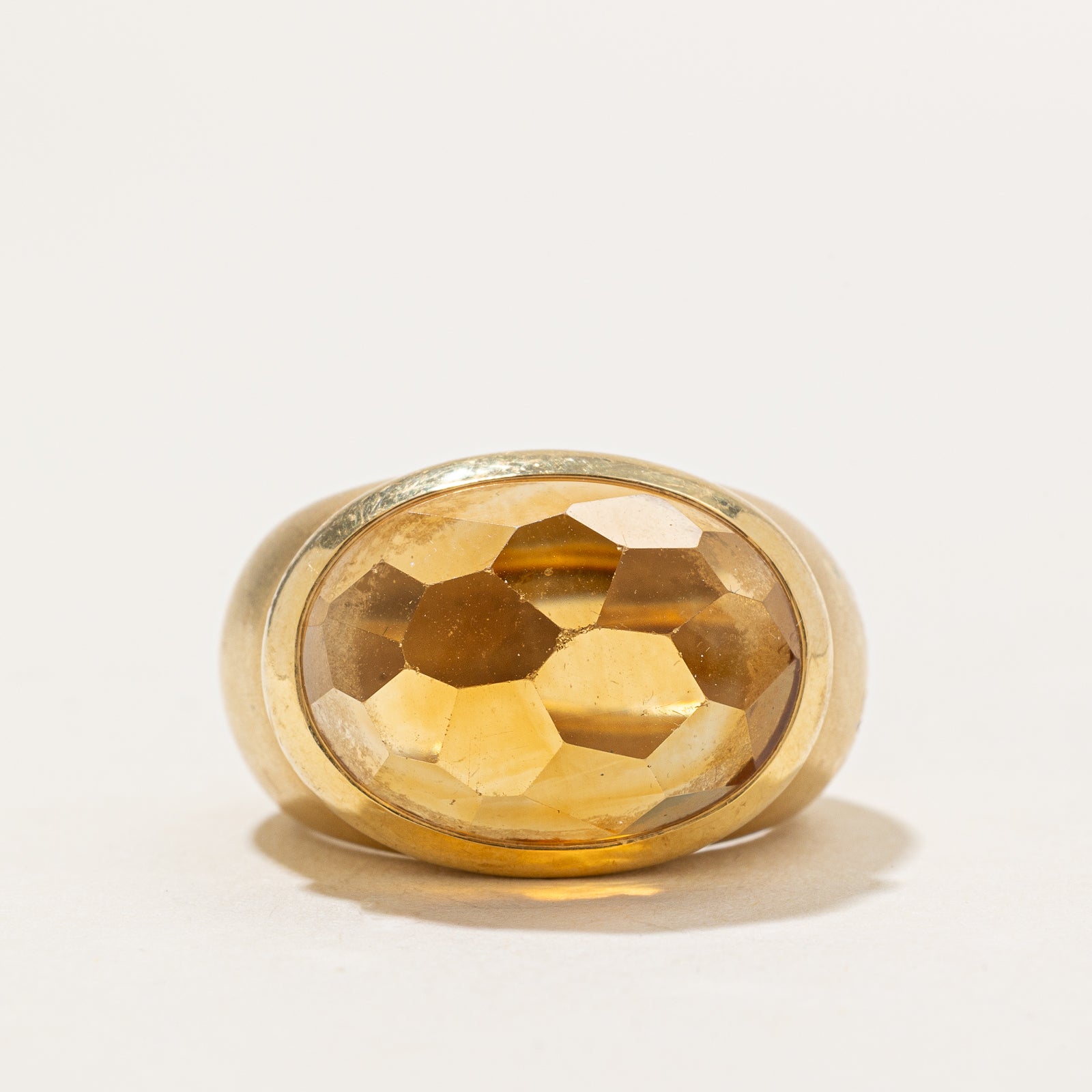 18K gold natural faceted Citrine Cocktail Ring by 'Pomellato' | 12.00ct | SZ 6.5