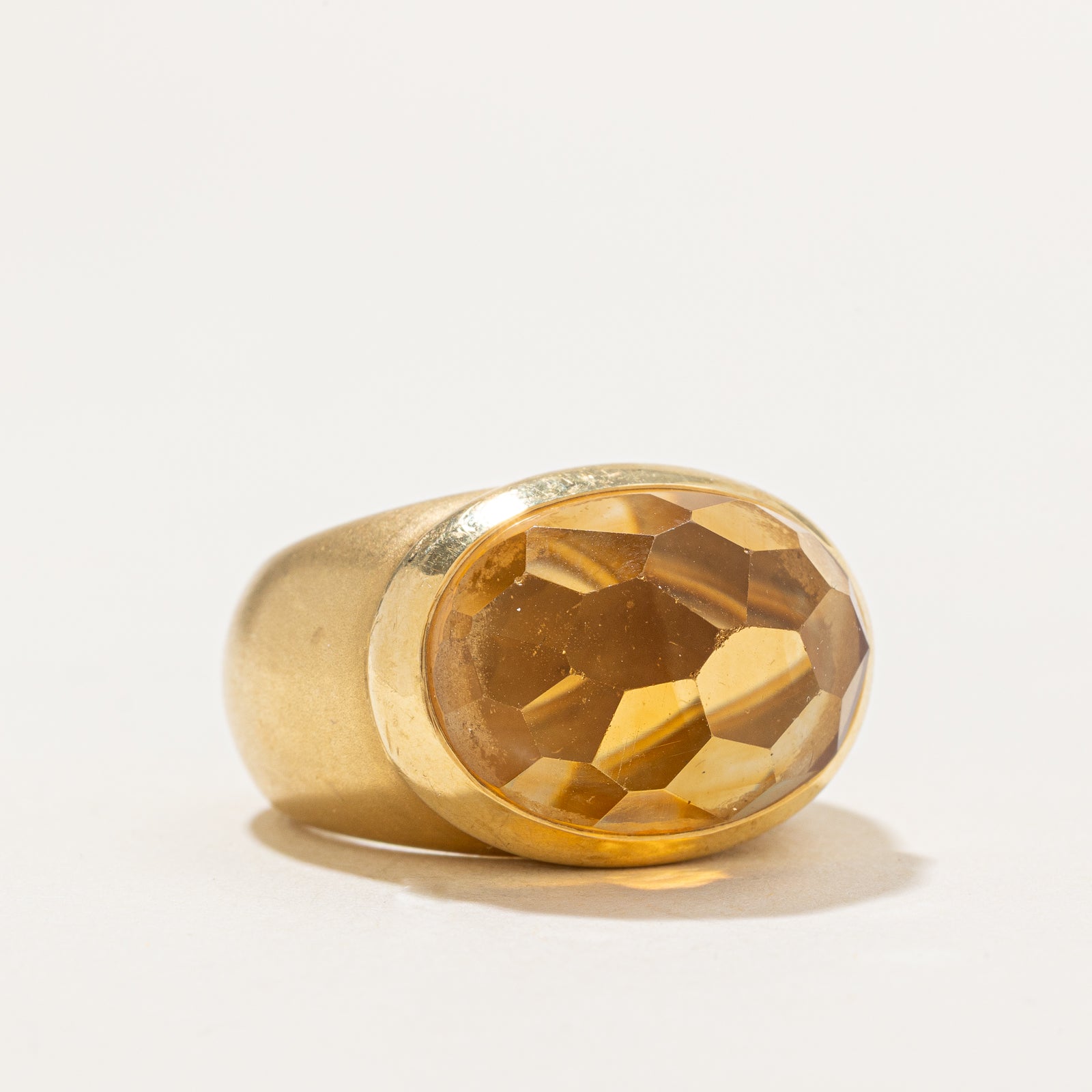 18K gold natural faceted Citrine Cocktail Ring by 'Pomellato' | 12.00ct | SZ 6.5