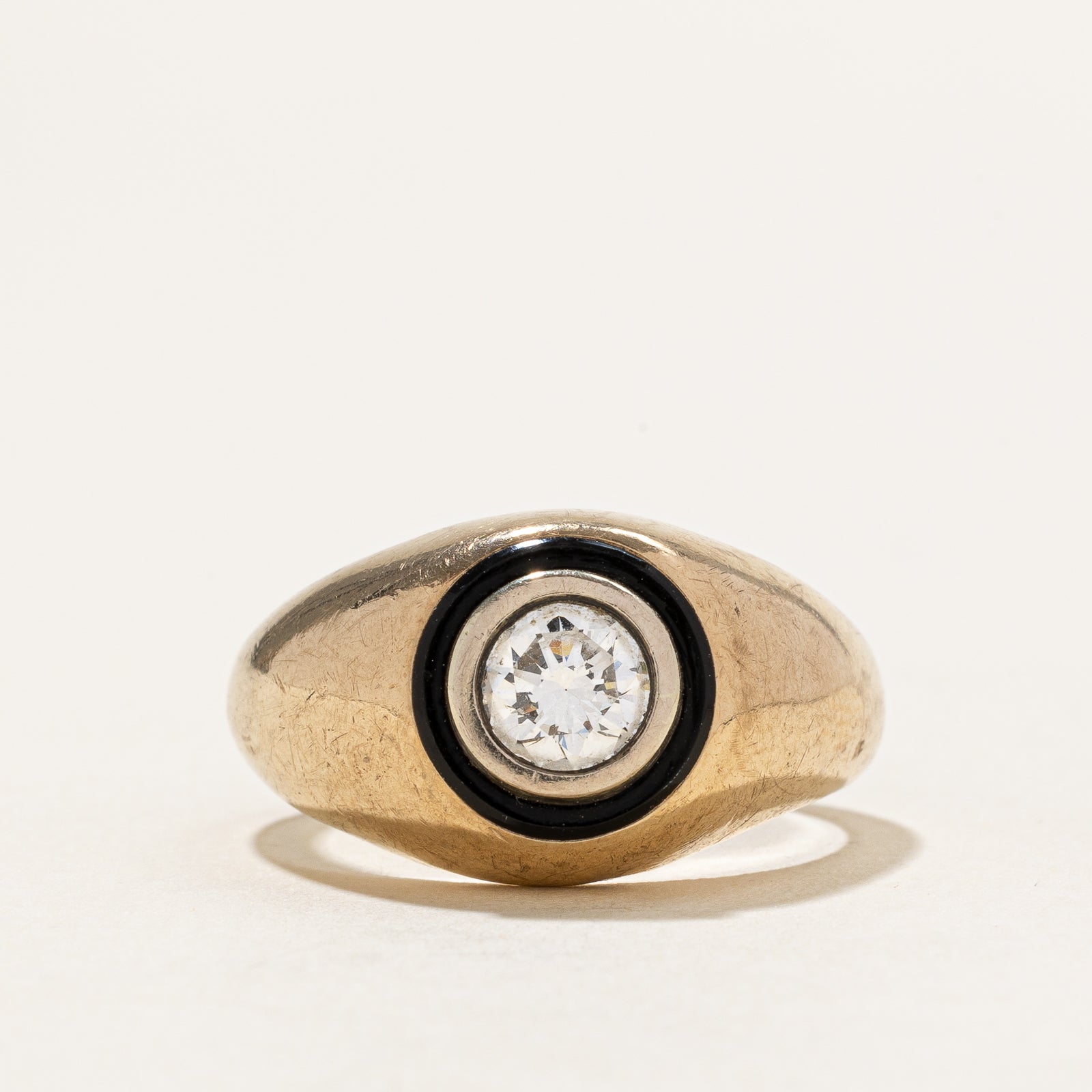 'Birks' 10K Diamond & Onyx Ring | 0.85ct | SZ 9.25