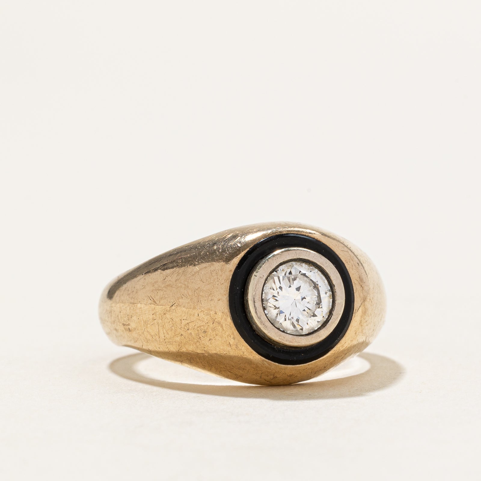 'Birks' 10K Diamond & Onyx Ring | 0.85ct | SZ 9.25