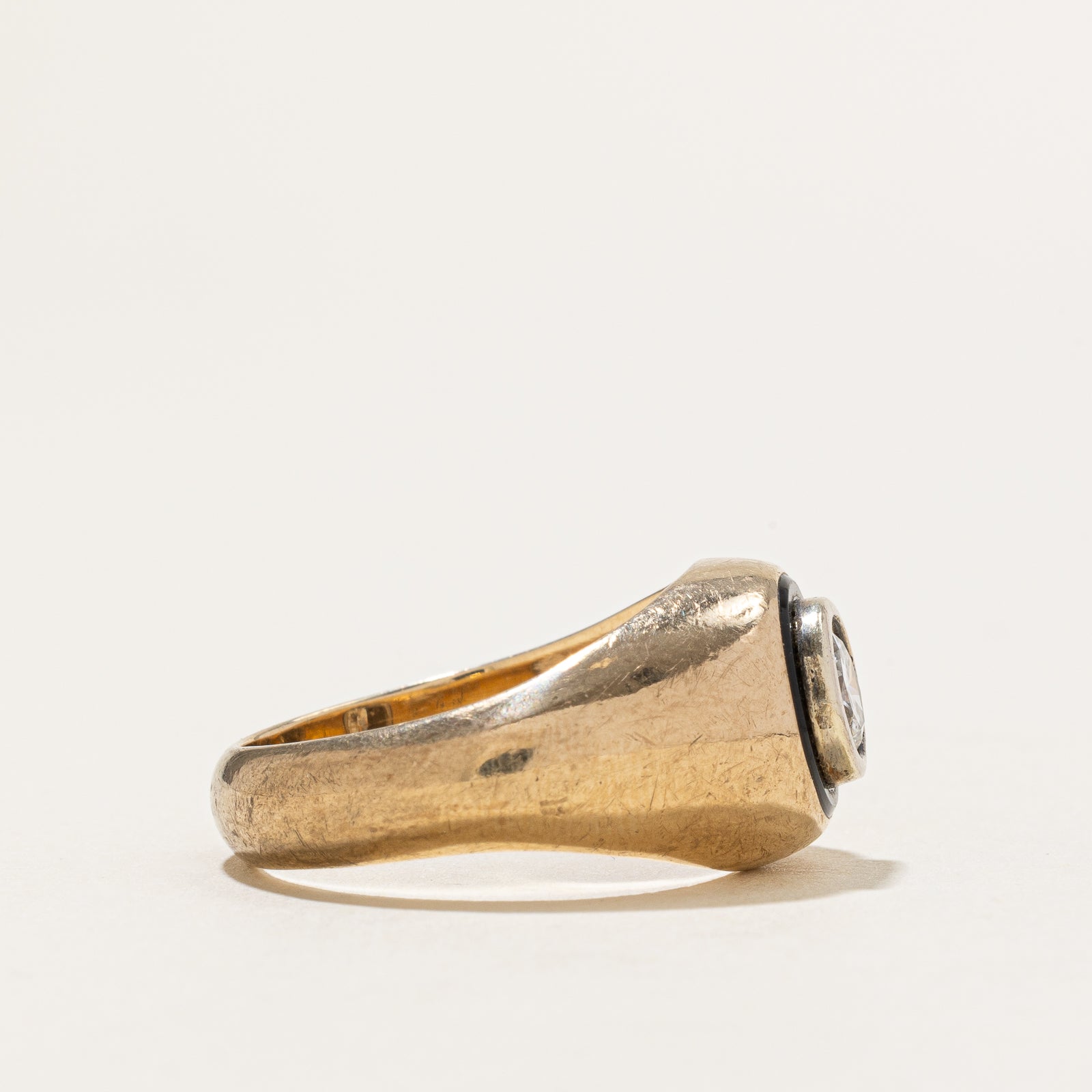 'Birks' 10K Diamond & Onyx Ring | 0.85ct | SZ 9.25