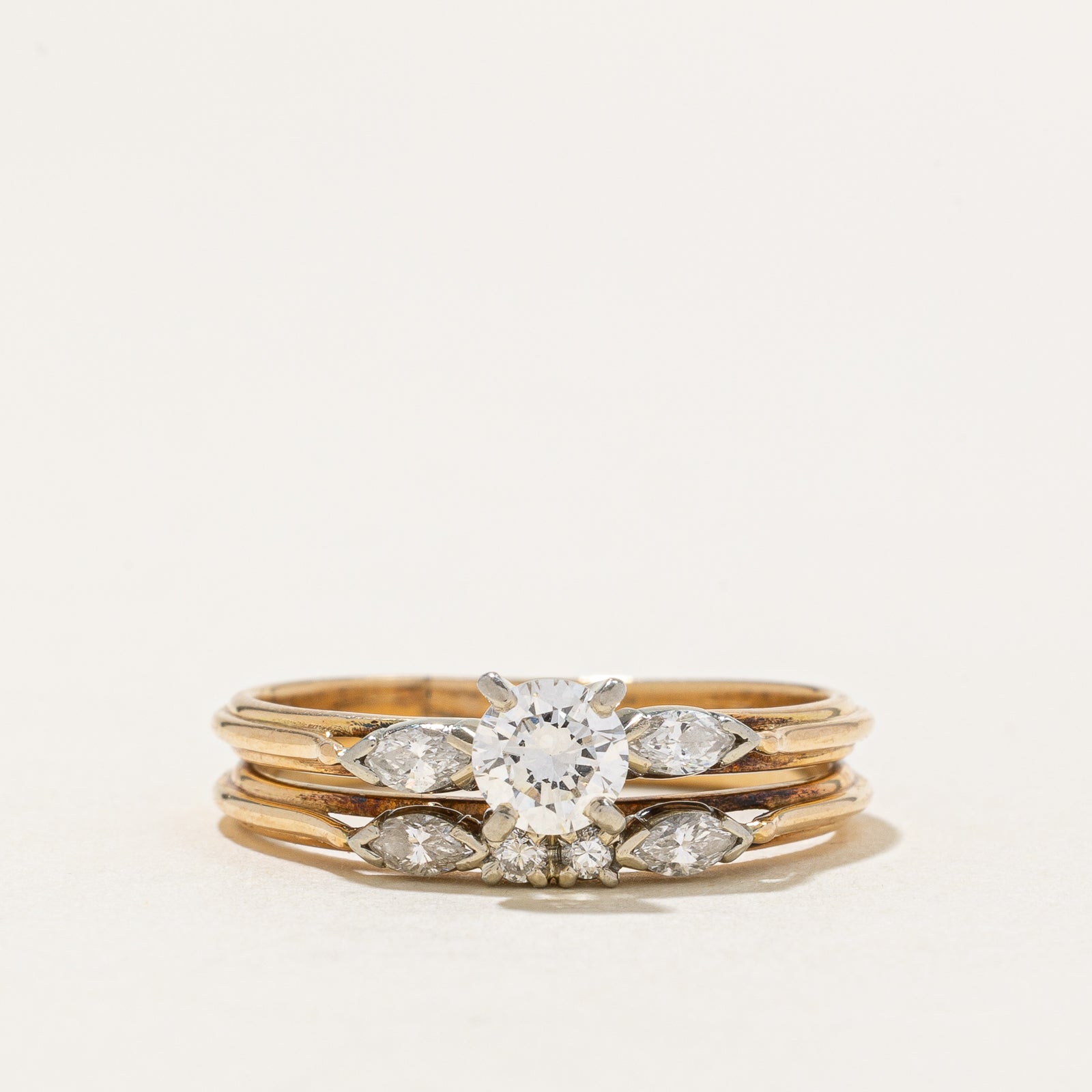 Diamond Soldered Wedding Ring Set | 0.61ctw | SZ 8.5