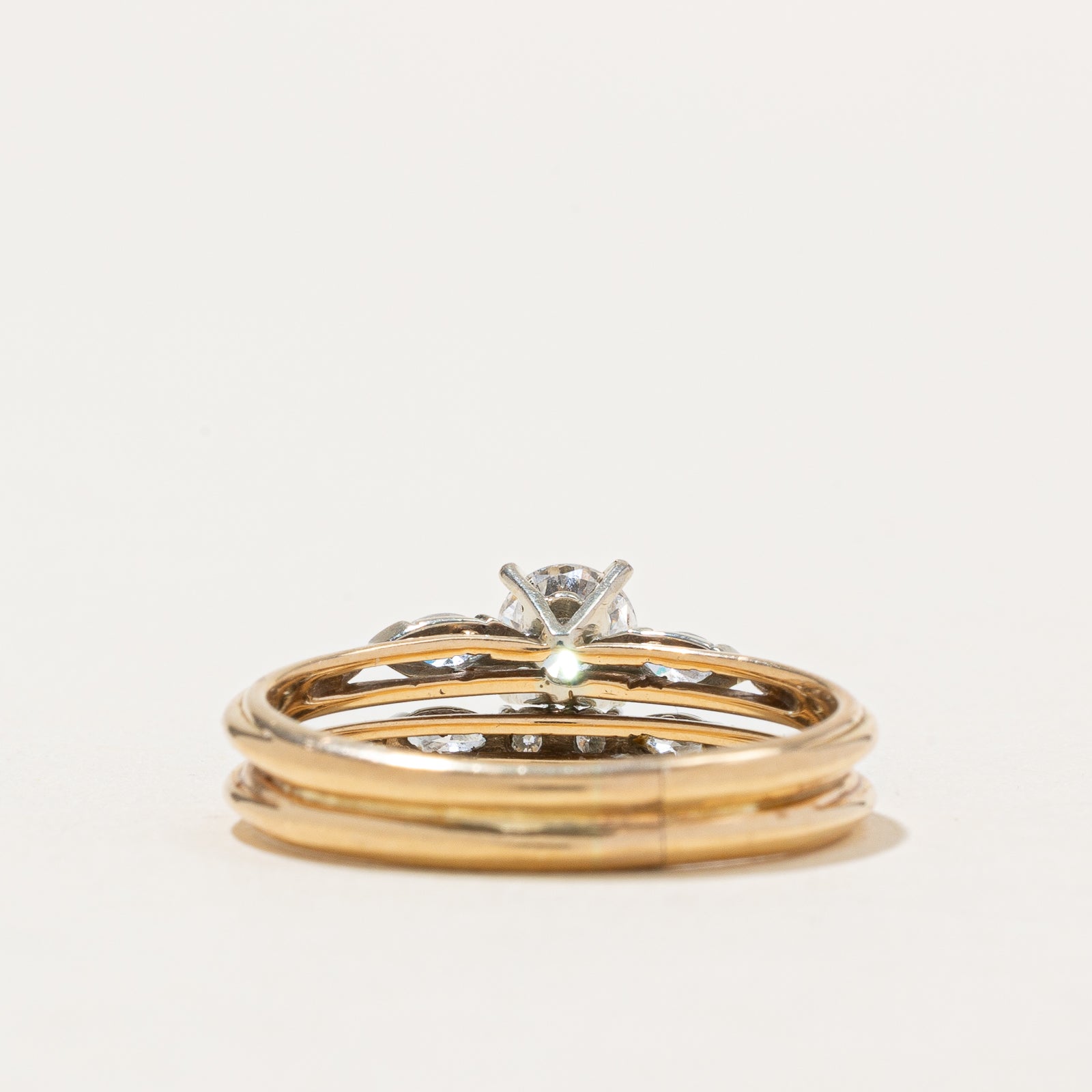 Diamond Soldered Wedding Ring Set | 0.61ctw | SZ 8.5