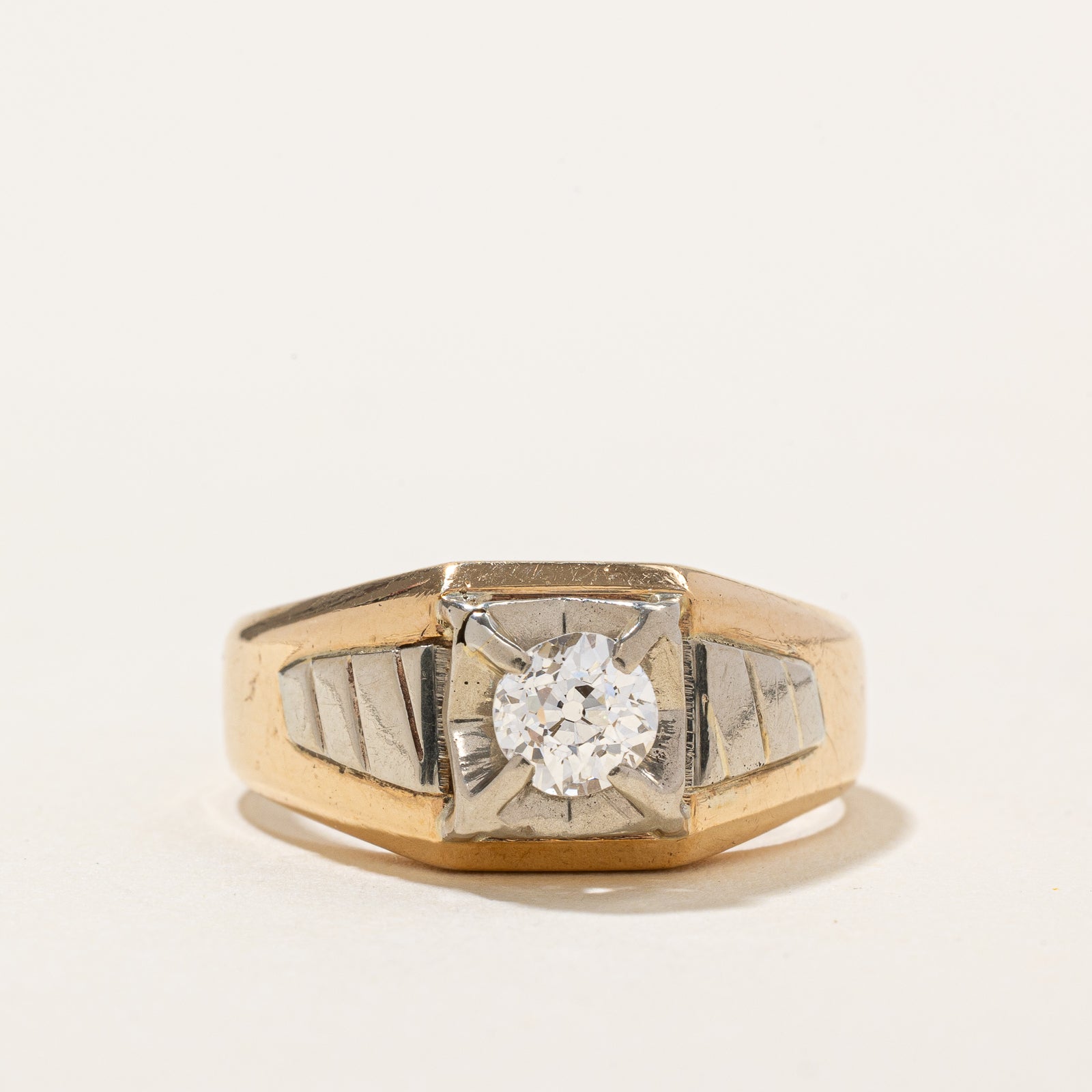 Two Tone Gold Old European Diamond Ring | 0.62ct | SZ 9.75