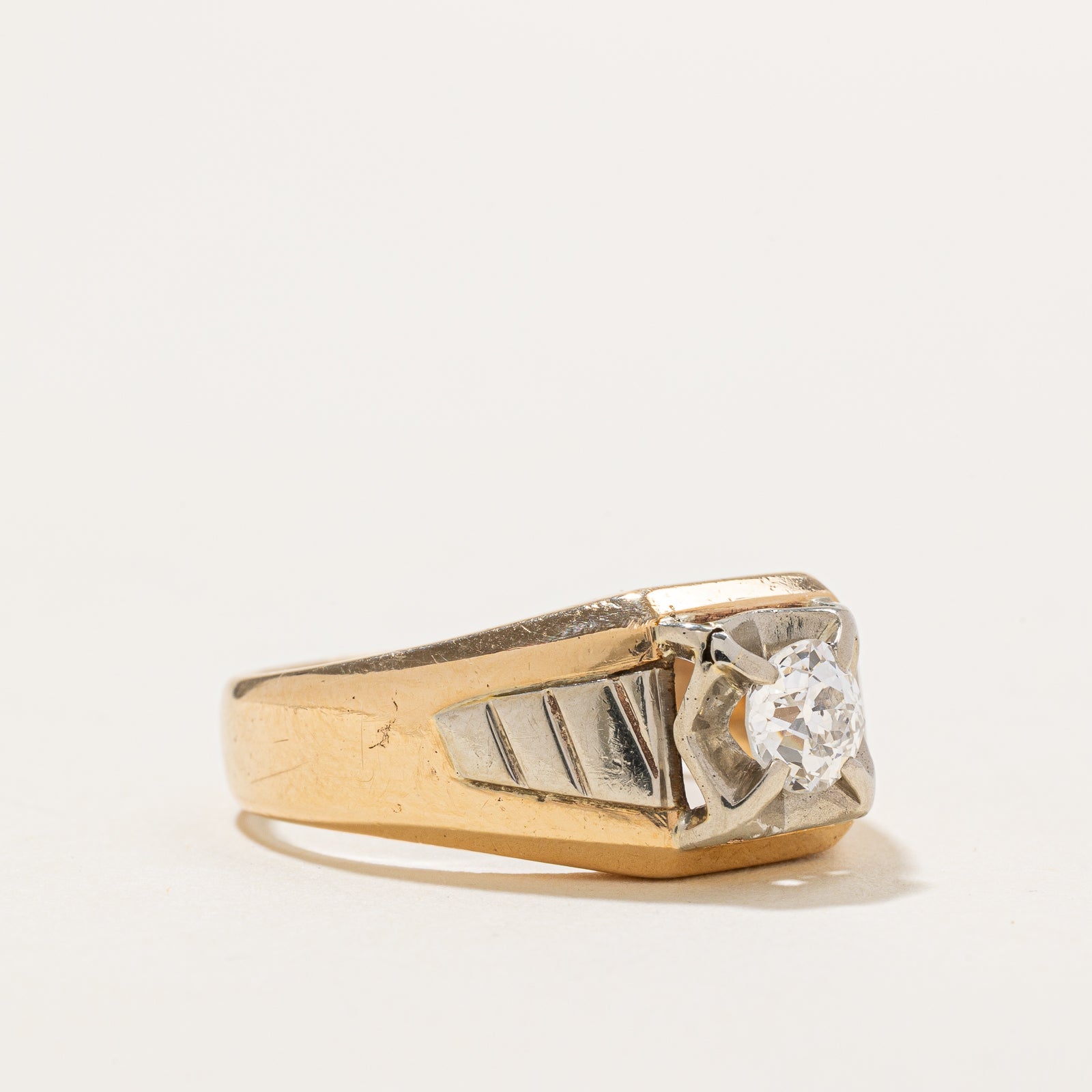 Two Tone Gold Old European Diamond Ring | 0.62ct | SZ 9.75