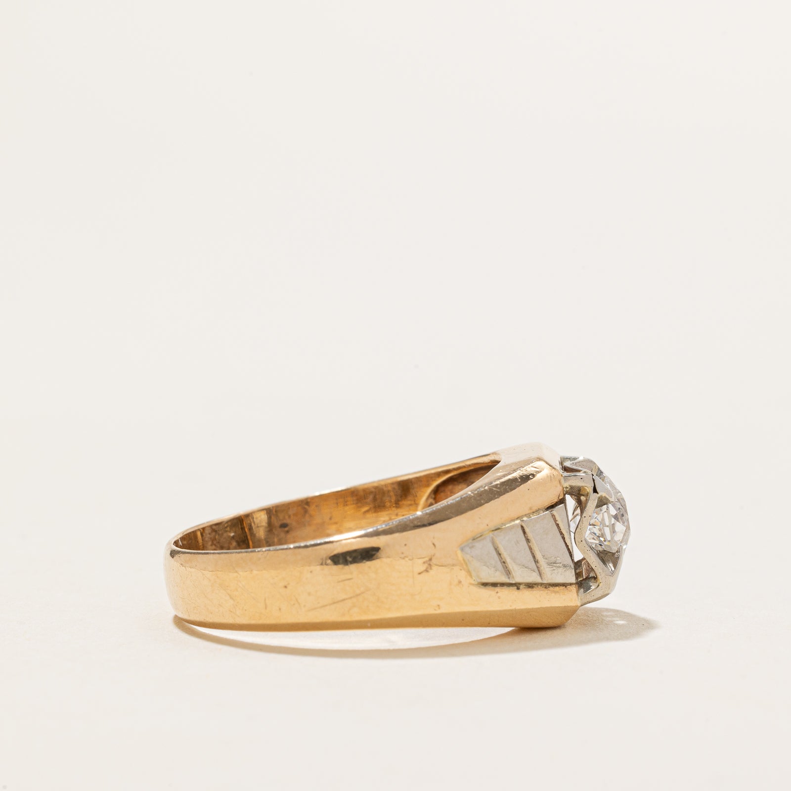 Two Tone Gold Old European Diamond Ring | 0.62ct | SZ 9.75