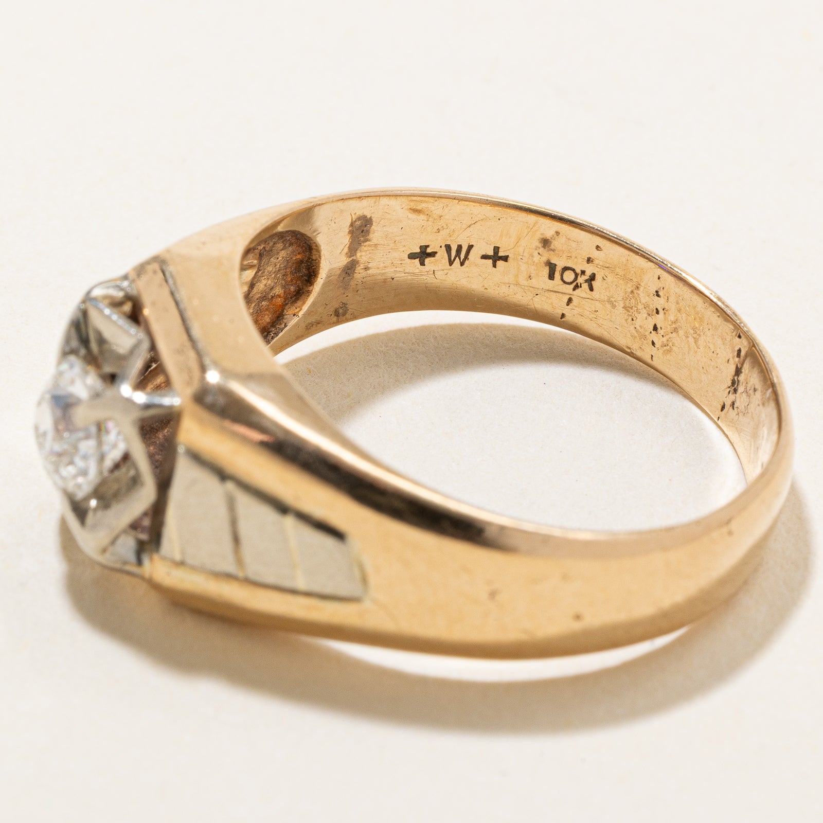 Two Tone Gold Old European Diamond Ring | 0.62ct | SZ 9.75