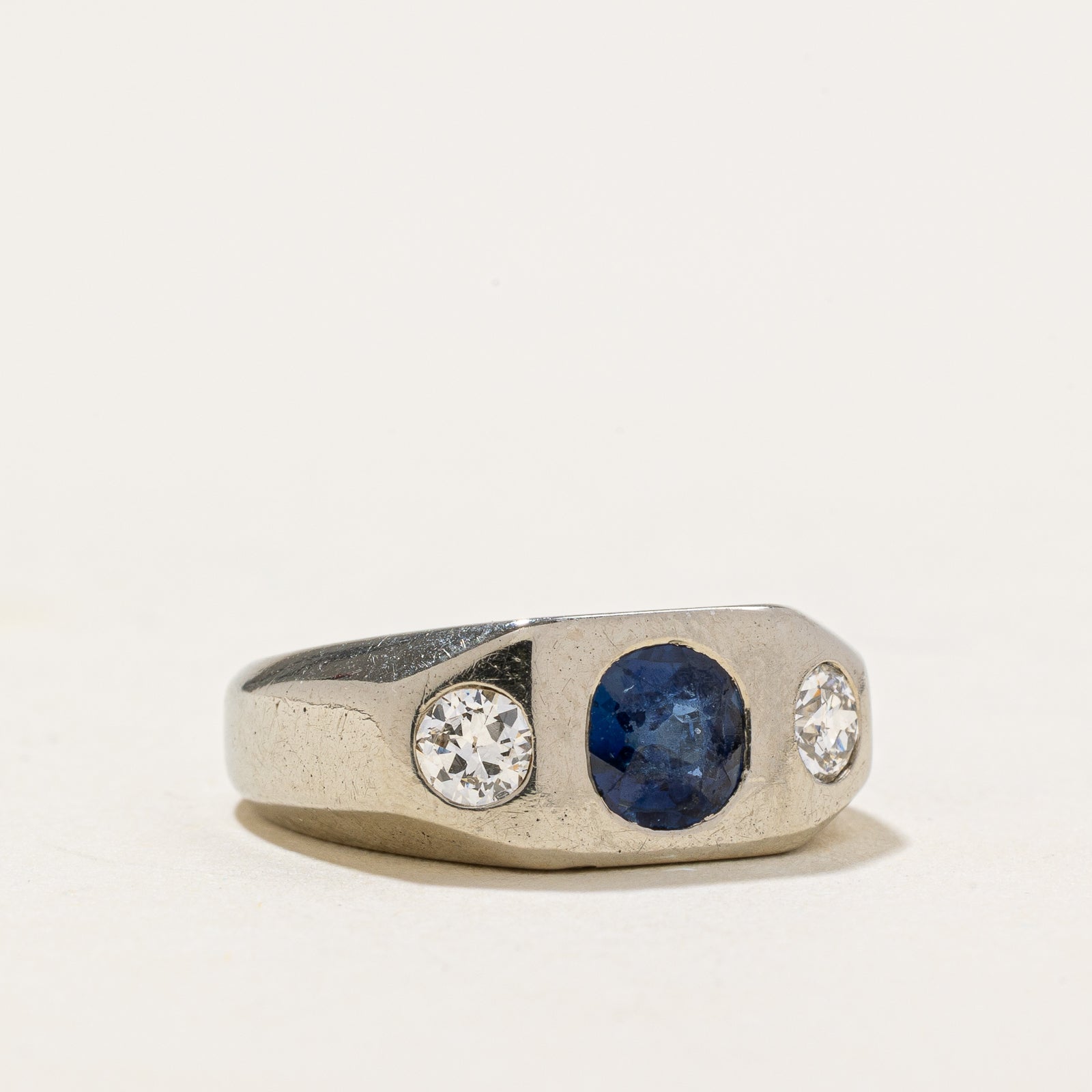 Flush Set Sapphire & Diamond Ring | 0.90ct | 0.40ctw | SZ 4.25