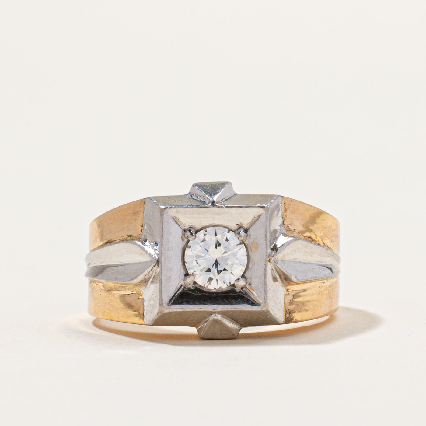Two Tone Gold Diamond Chunky Ring | 0.50ct | SZ 8.5