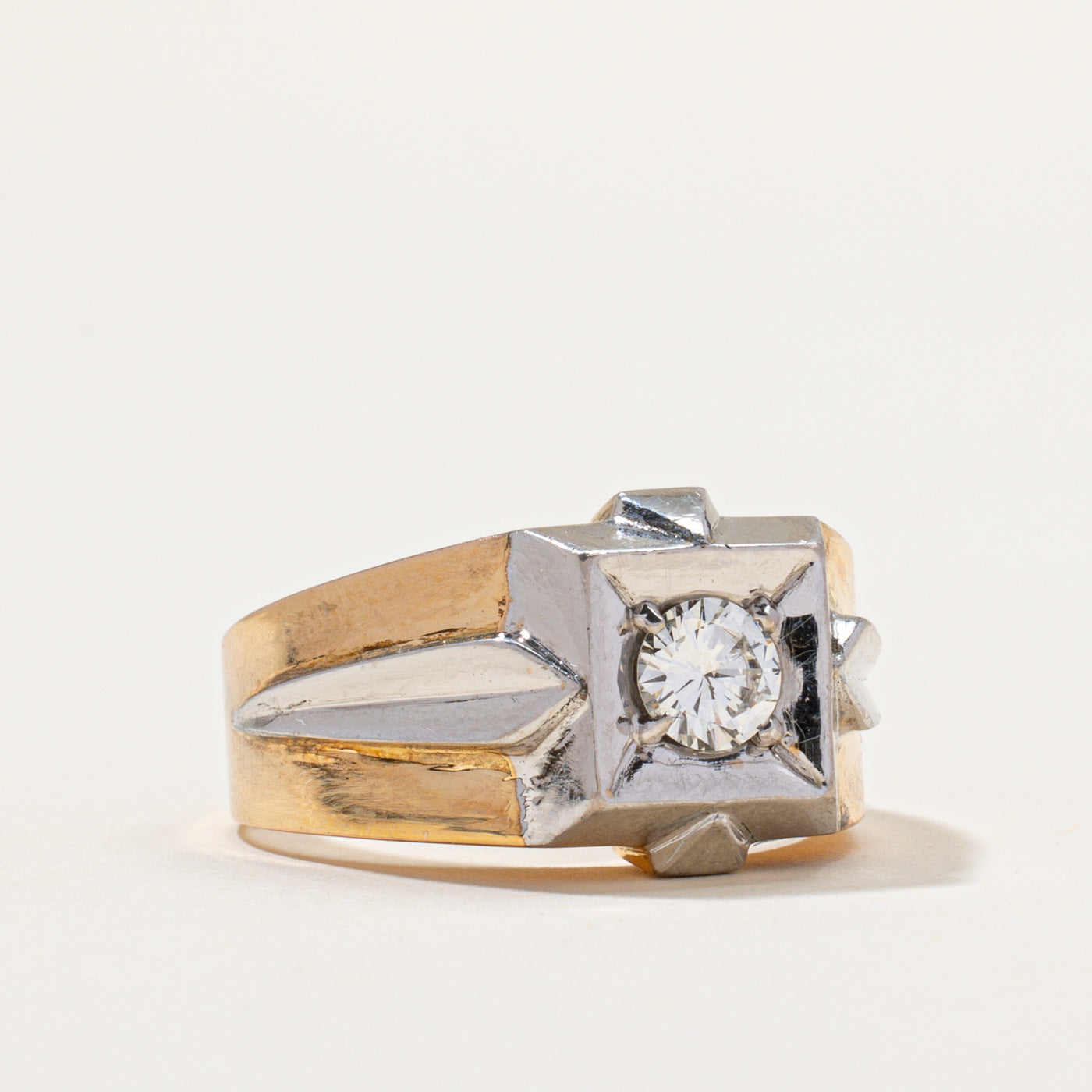 Two Tone Gold Diamond Chunky Ring | 0.50ct | SZ 8.5