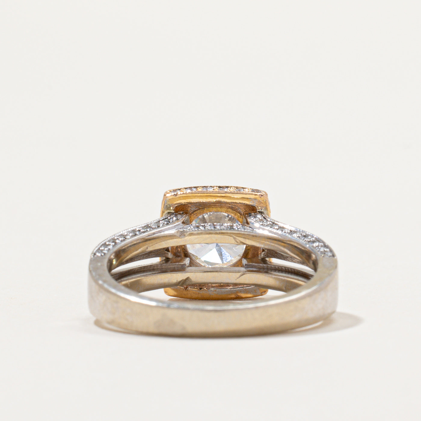 Diamond Halo Tapered Engagement Ring | 1.09ct SI1 H, 0.40ctw | SZ 7