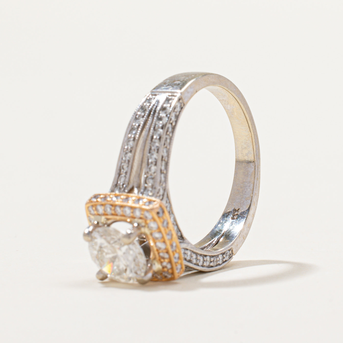 Diamond Halo Tapered Engagement Ring | 1.09ct SI1 H, 0.40ctw | SZ 7